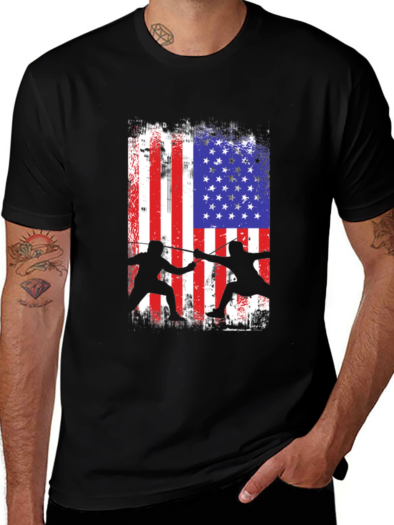 Variant 20 of Fencing USA Flag Graphic T-Shirt