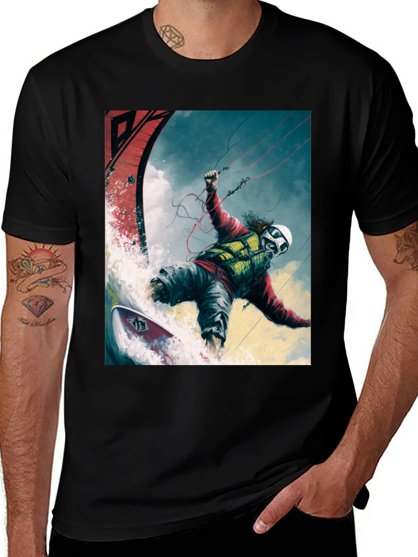 Variant 24 of Kite Surfing Graphic Tee - Extreme Sports Apparel
