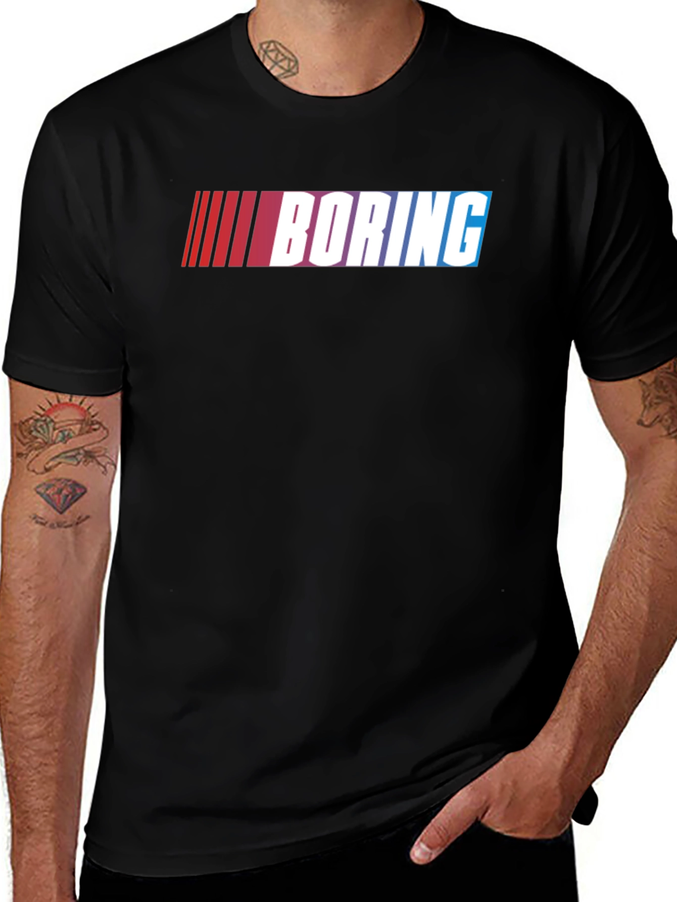 Variant 13 of Boring Graphic T-Shirt - Black Cotton Tee