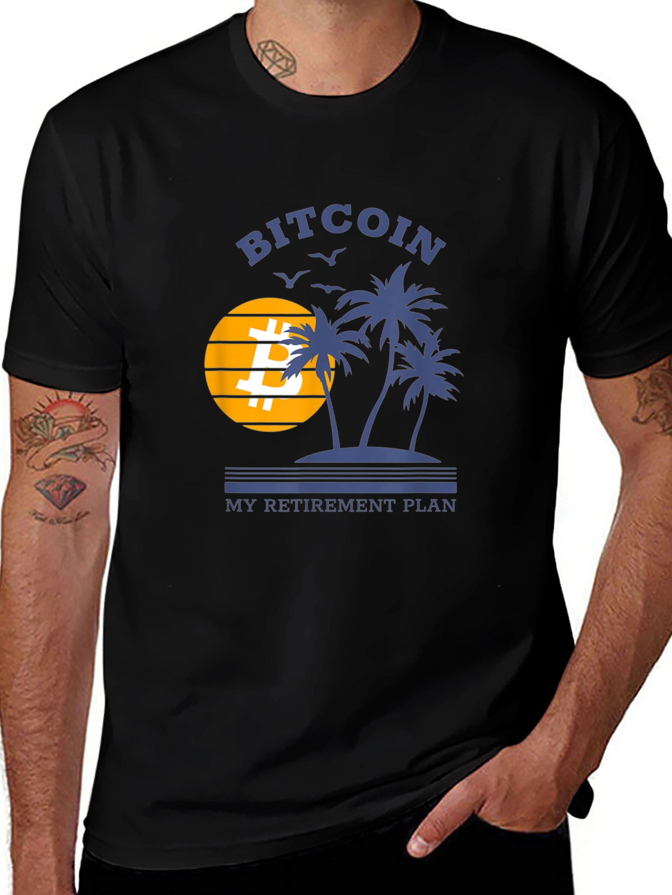 Variant 8 of Bitcoin Retirement Plan Black T-Shirt