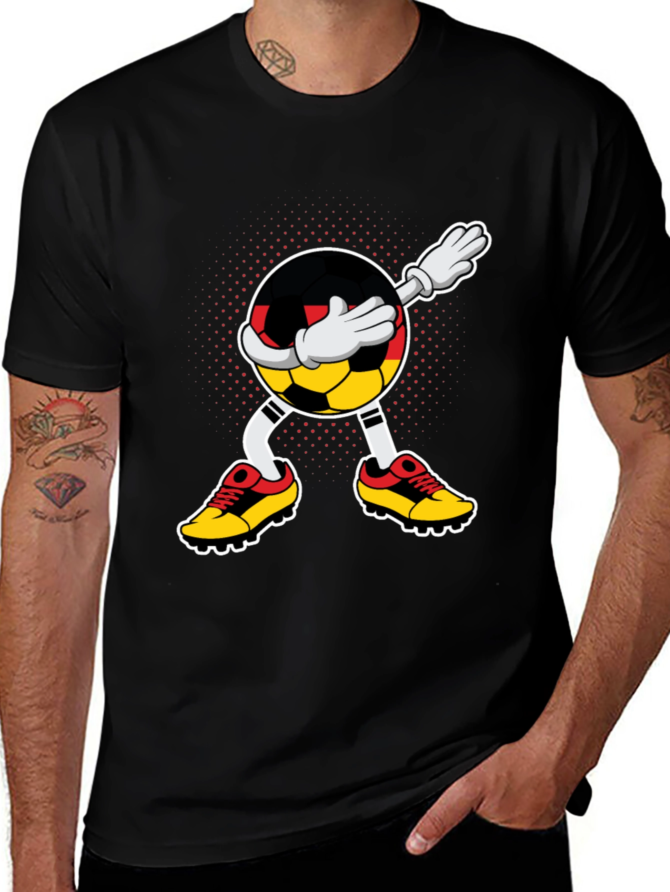Variant 23 of Dabbing Soccer Ball Graphic Tee - Germany Colors