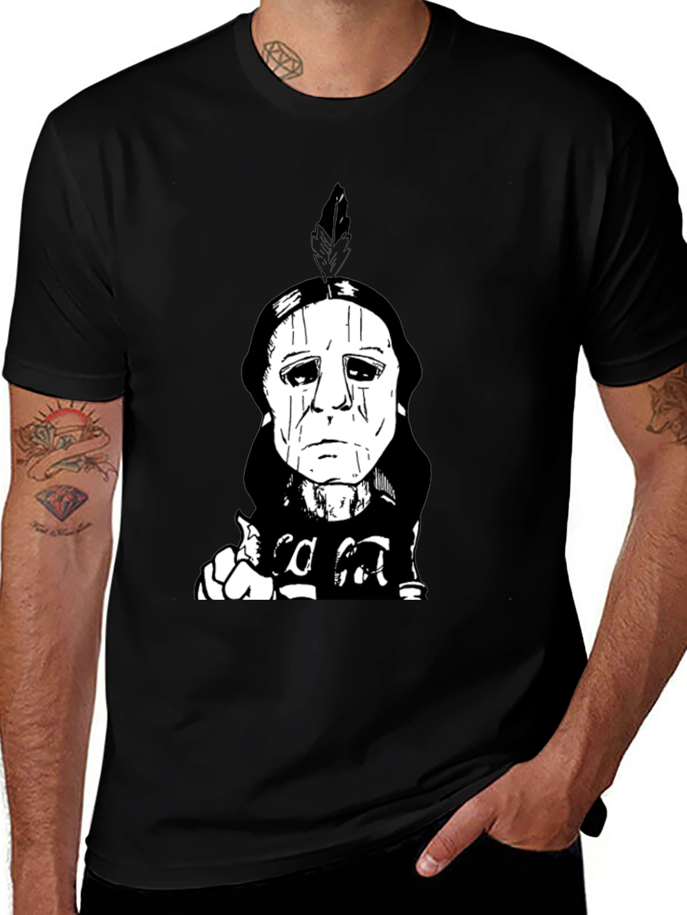 Variant 15 of Michael Myers T-Shirt - Native American Design Black Tee
