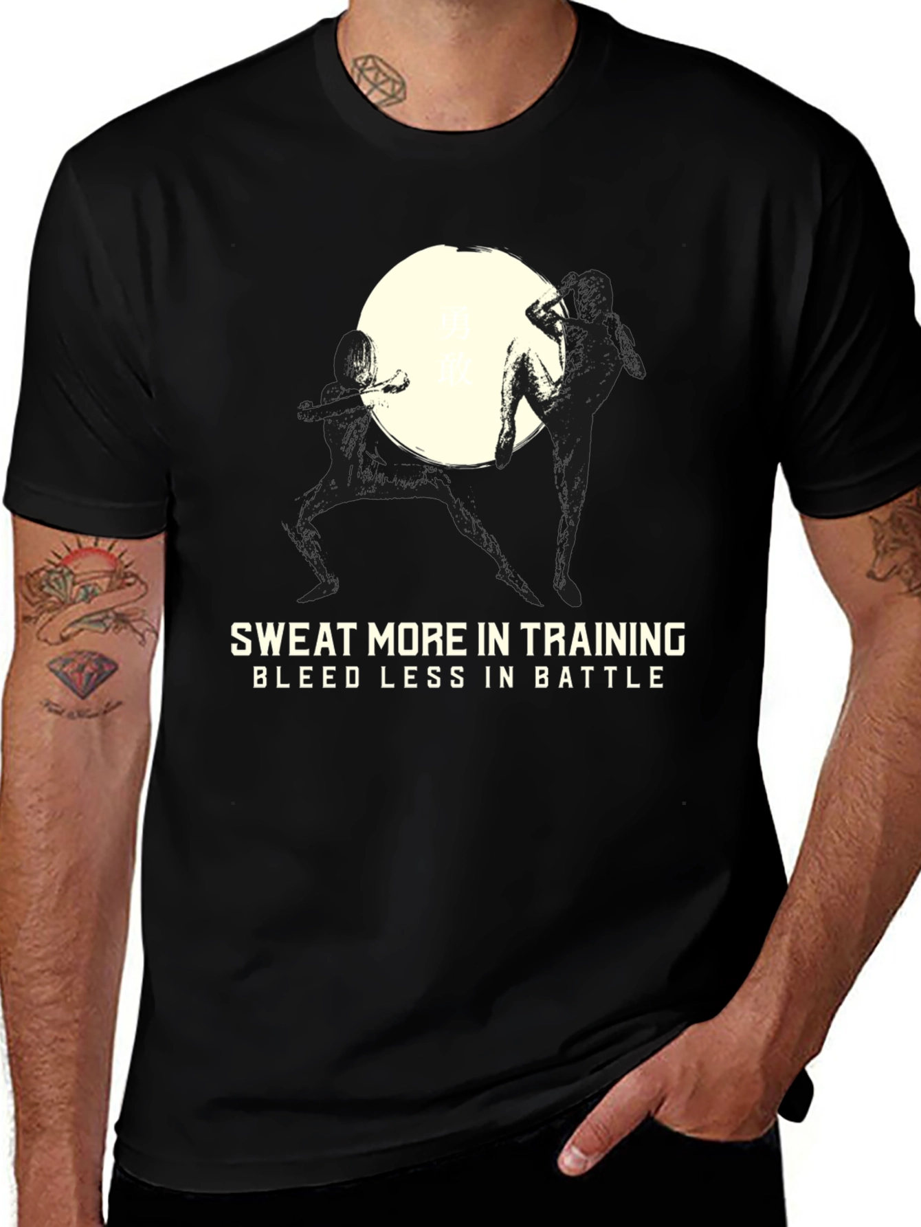 Variant 14 of Sweat More Training T-Shirt - Bleed Less Battle Tee