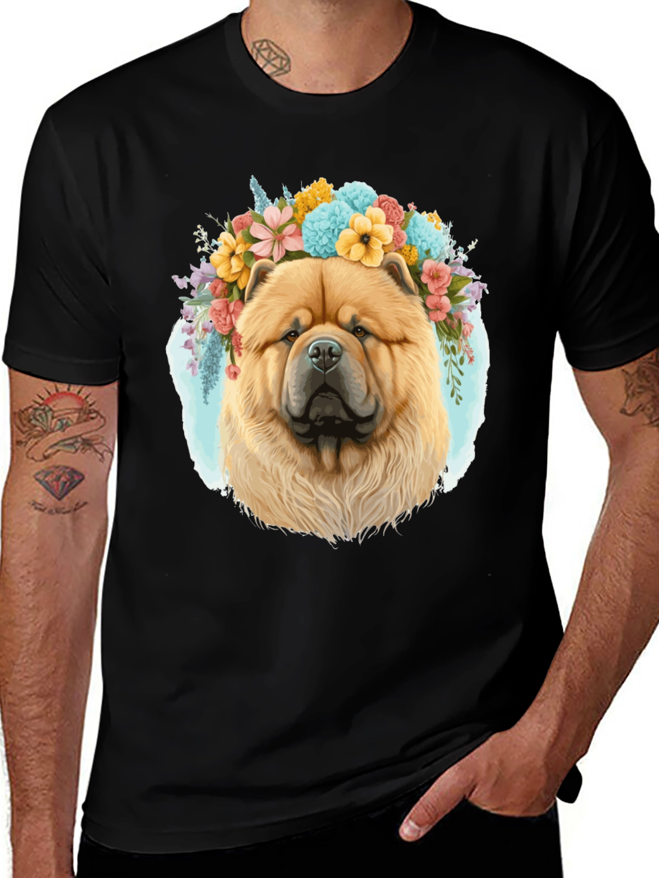 Variant 16 of Dog with Flower Crown Men's Graphic Tee