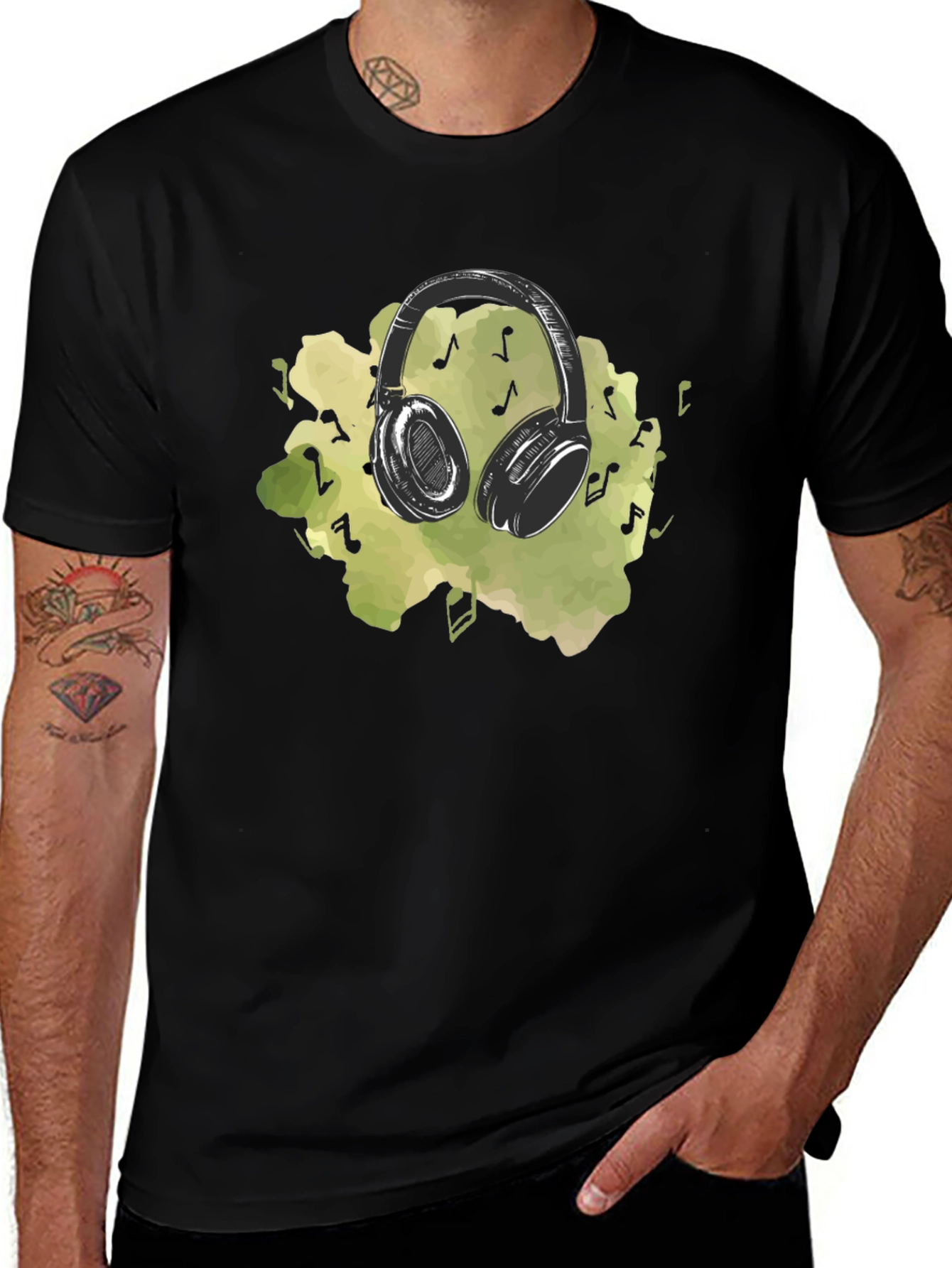 Variant 24 of Music Lover's Headphones Graphic Tee - Black