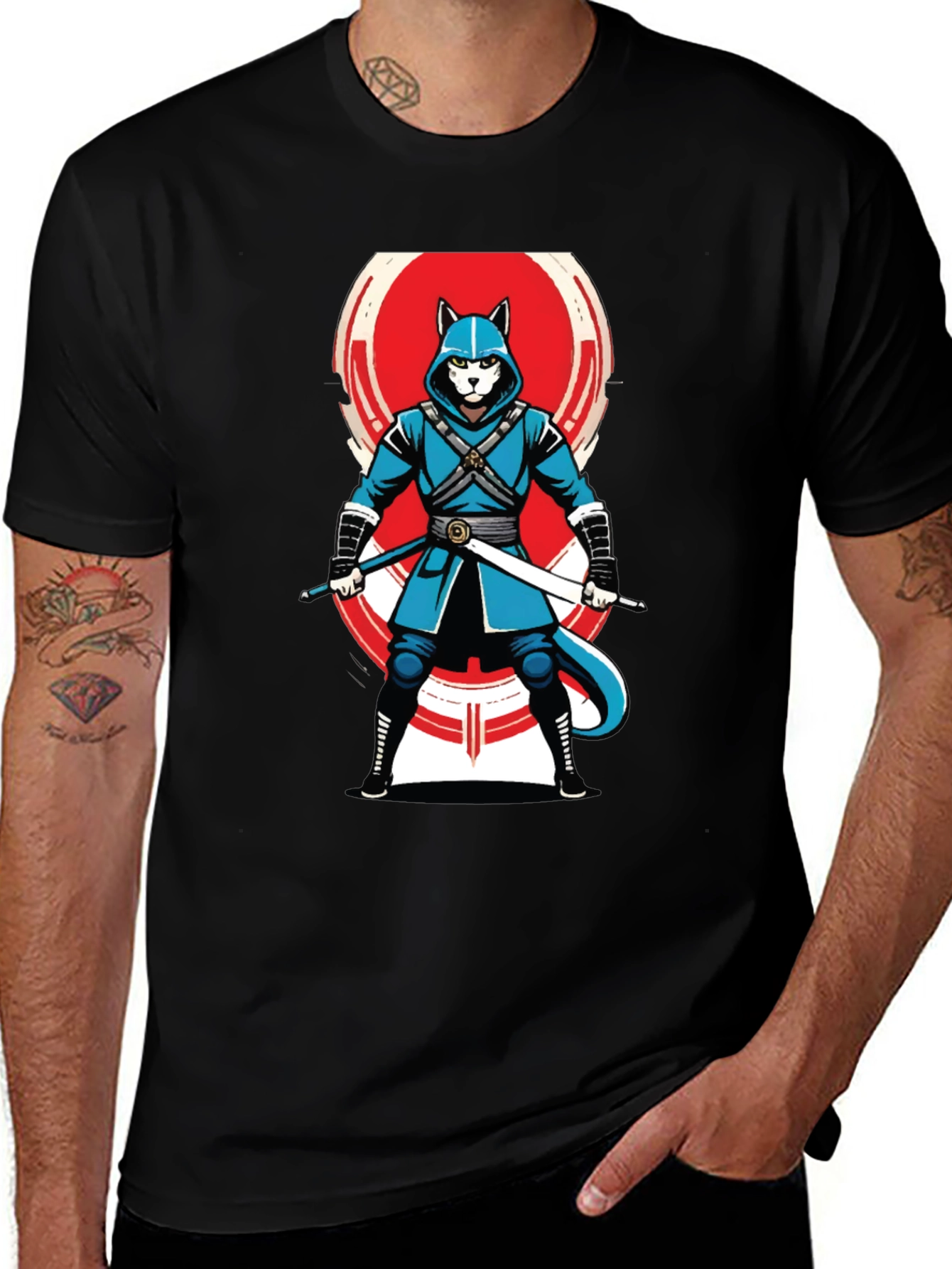 Black Ninja Cat T-Shirt - Cool Graphic Tee for Anime Fans main image