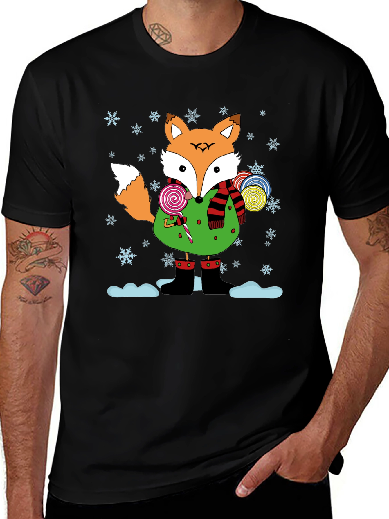 Variant 2 of Festive Fox Graphic T-Shirt - Holiday Apparel