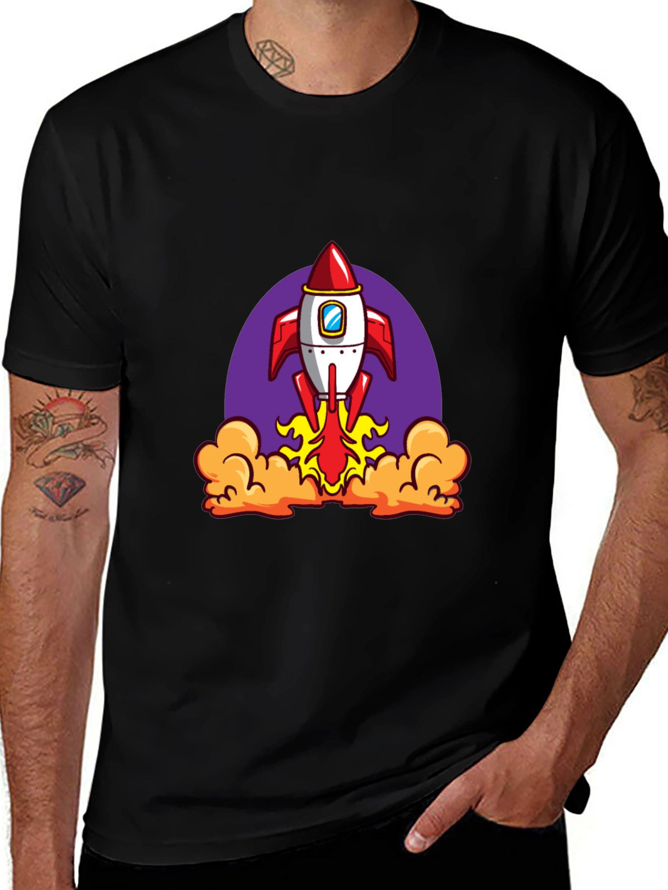 Variant 22 of Rocket Launch Black Graphic Tee