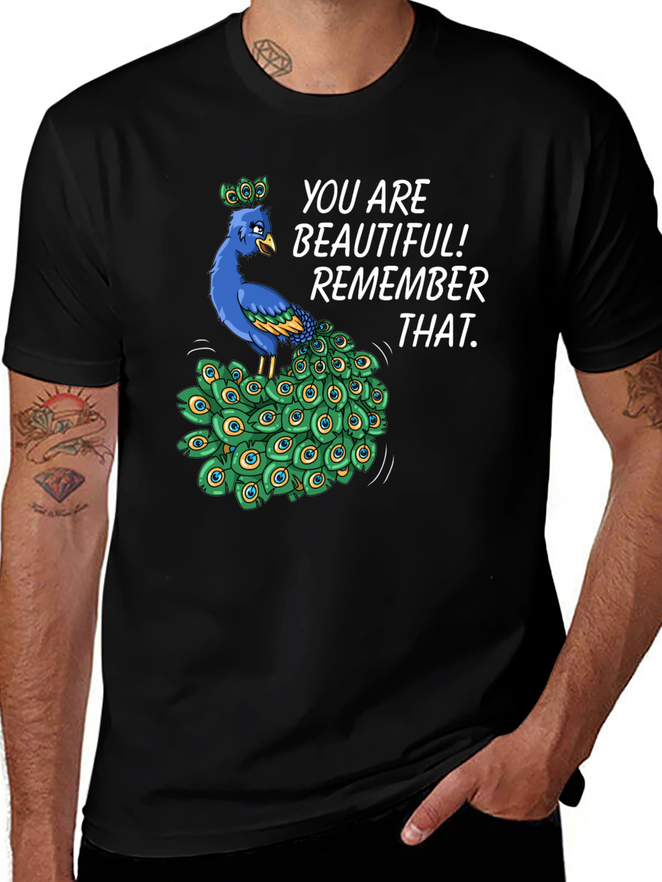 Variant 27 of You Are Beautiful Peacock Graphic T-Shirt