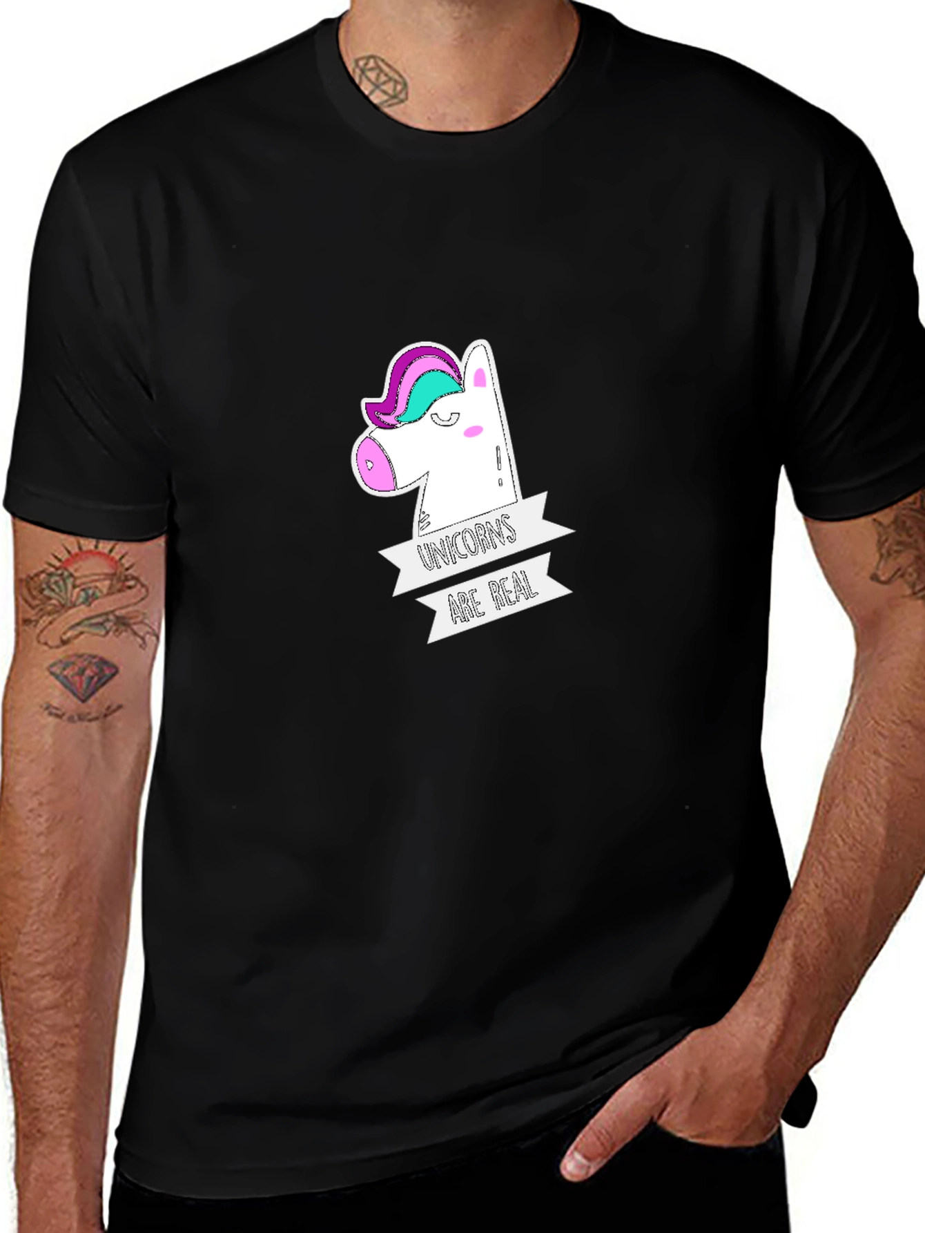 Variant 4 of Unicorns Are Real Graphic Tee - Black