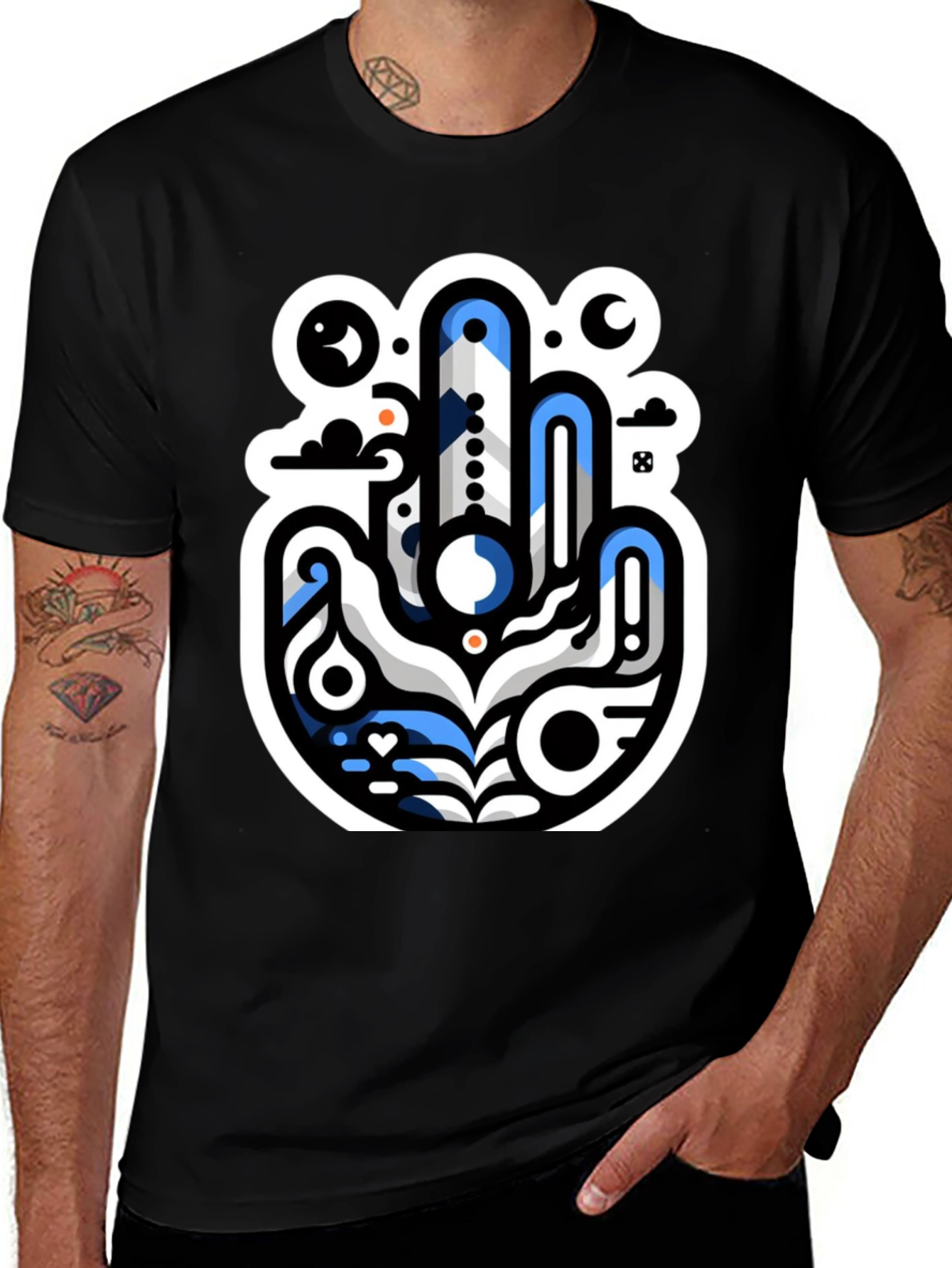 Variant 15 of Abstract Hand Graphic Black T-Shirt