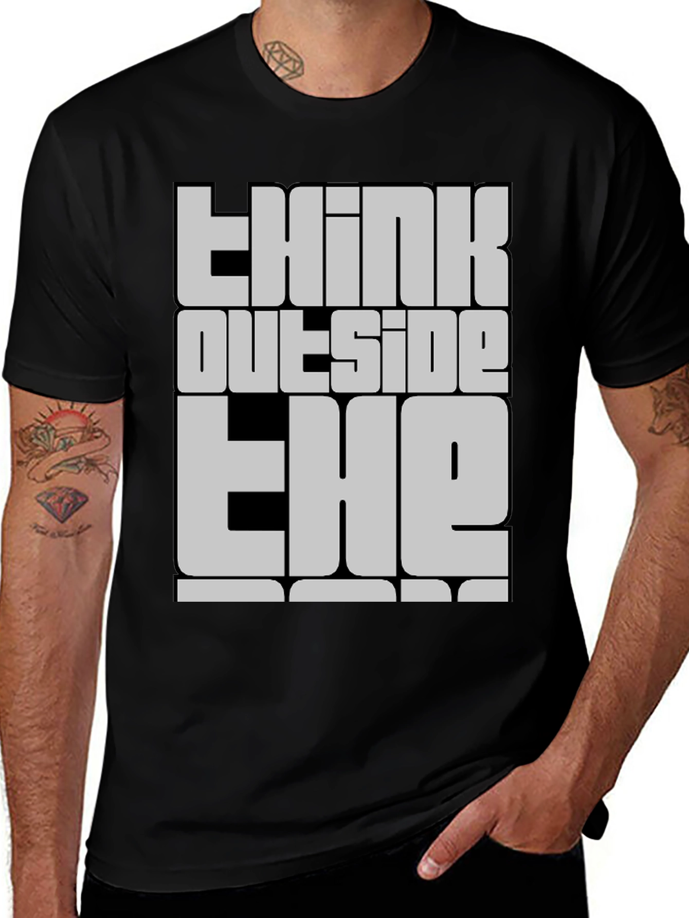 Variant 12 of Think Outside the Box Graphic T-Shirt - Black