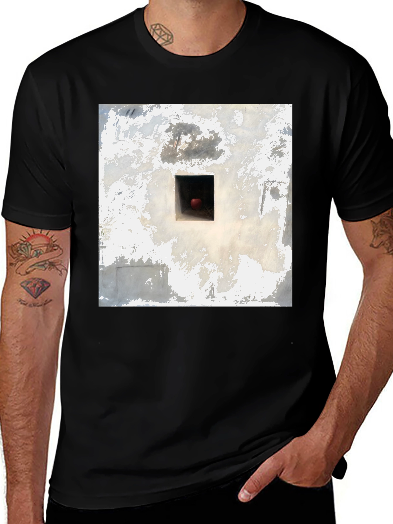 Abstract Square Hole Black T-Shirt