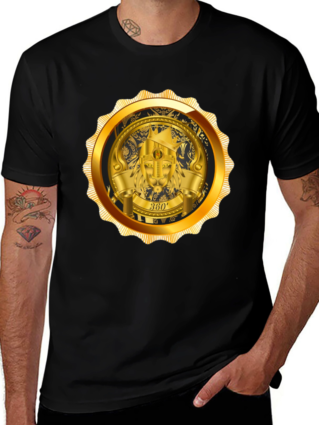Variant 18 of Gold Lion Emblem Black T-Shirt