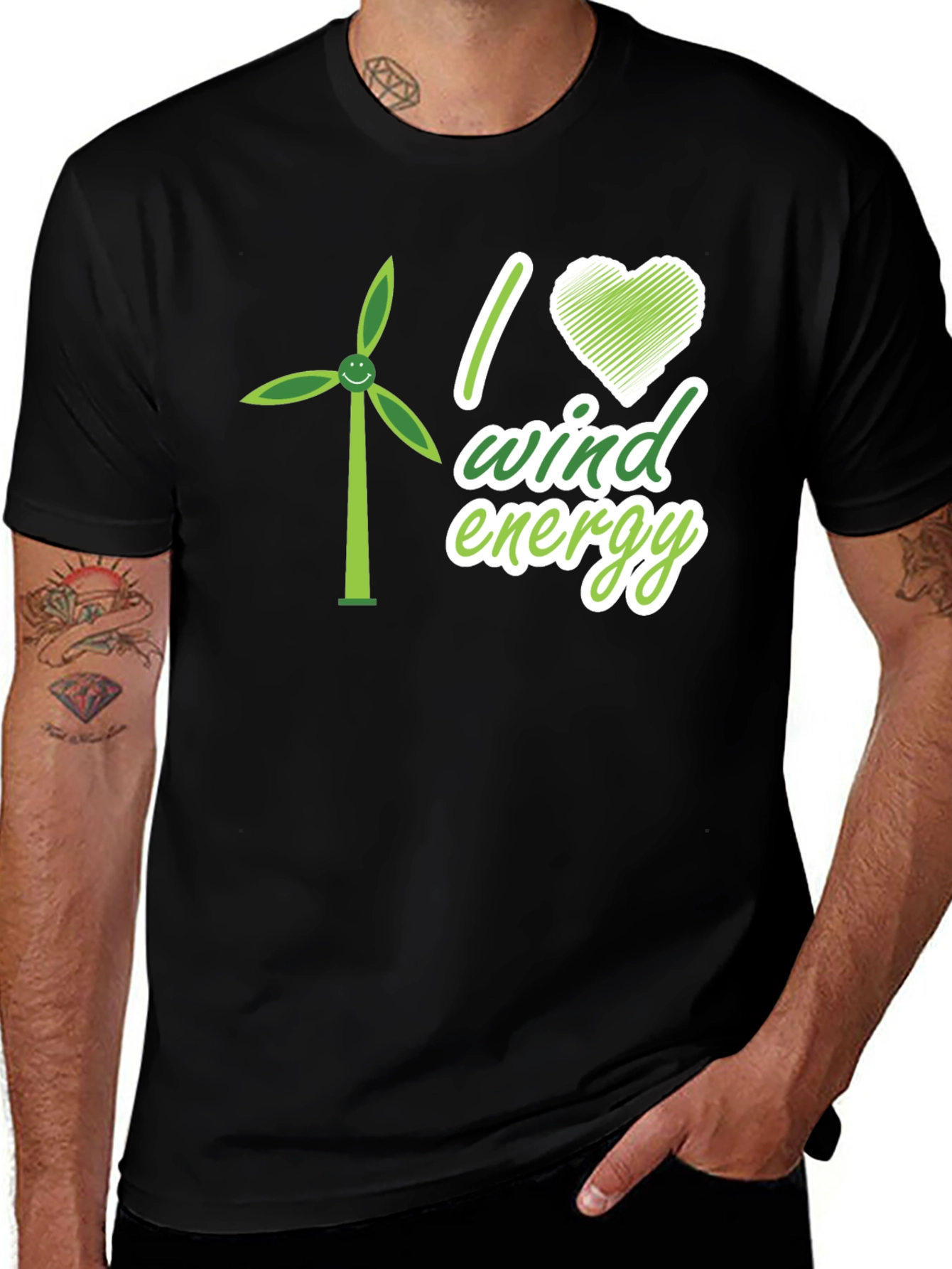 Variant 28 of I Love Wind Energy Black T-Shirt