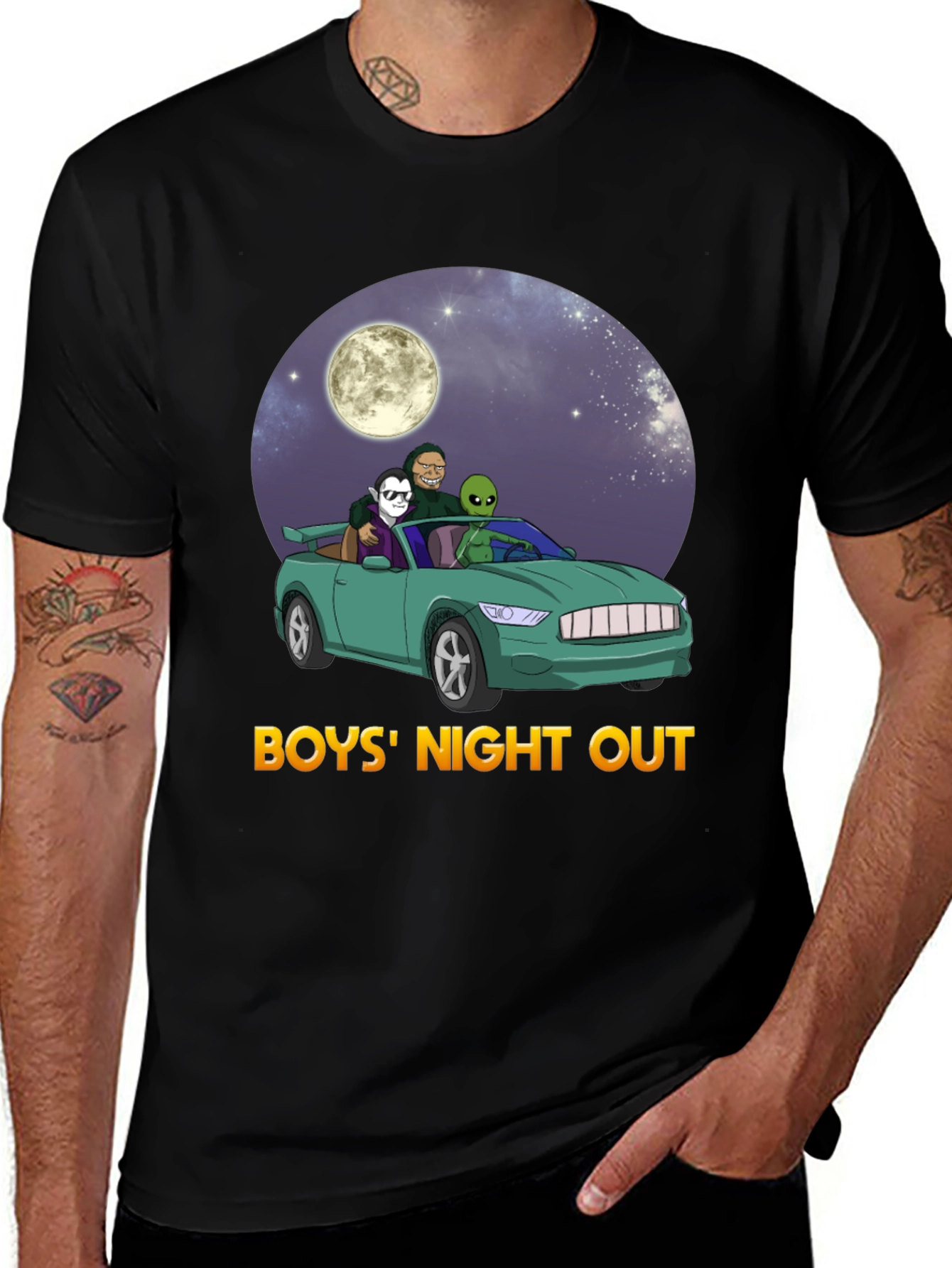 Variant 14 of Boys' Night Out Graphic Tee - Car, Alien, Moon
