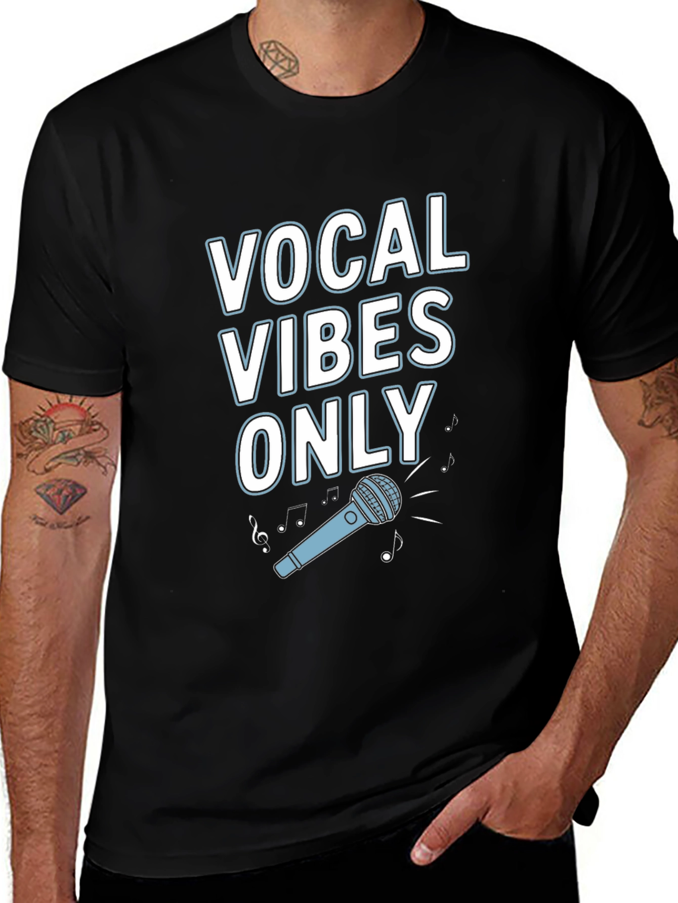 Black Vocal Vibes Only Graphic T-Shirt main image