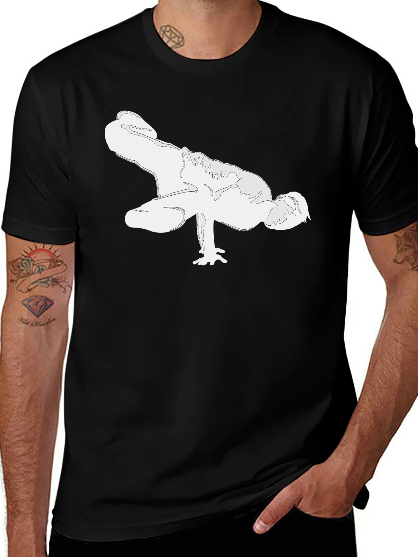 Variant 16 of Breakdance Pose Graphic Tee - Black Cotton T-Shirt