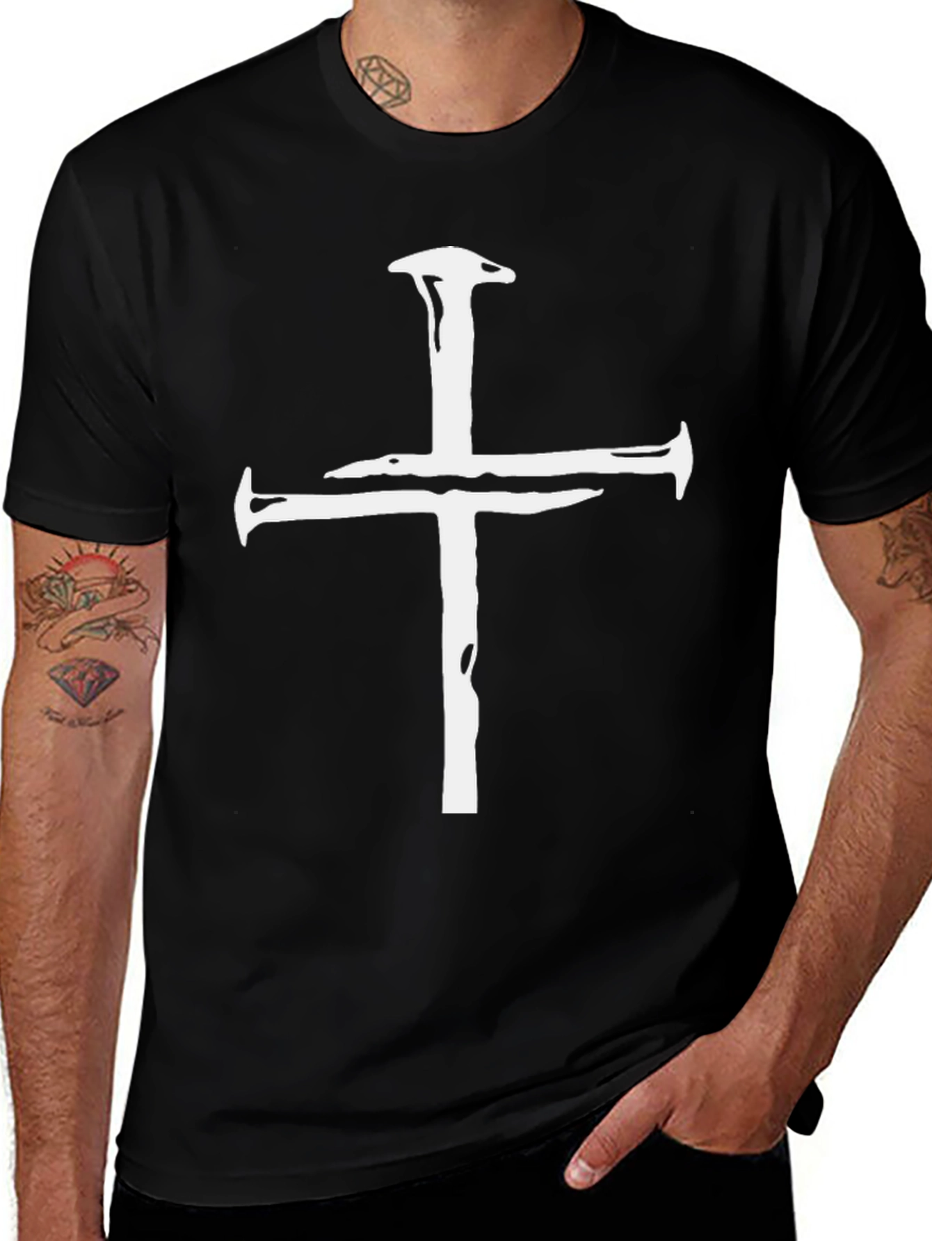 Variant 18 of Nailed Cross Graphic T-Shirt - Black
