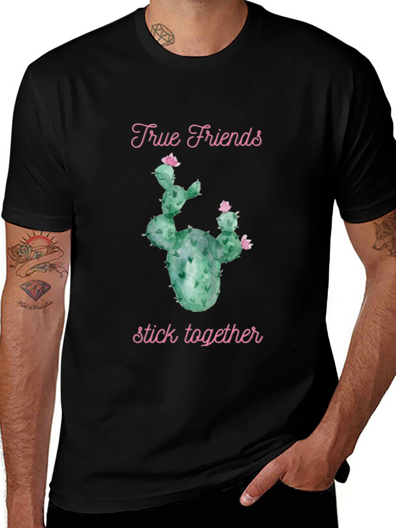 Variant 10 of True Friends Cactus Graphic Black Tee
