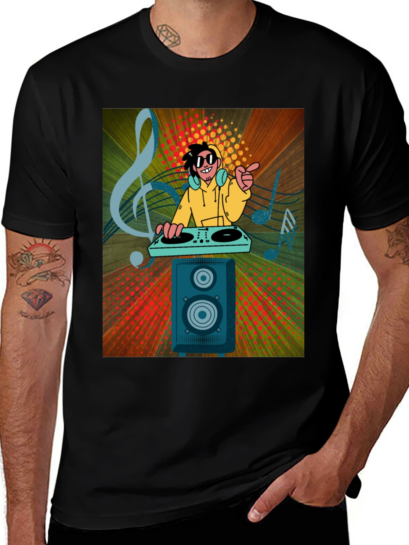 Variant 13 of DJ Graphic Print Black T-Shirt