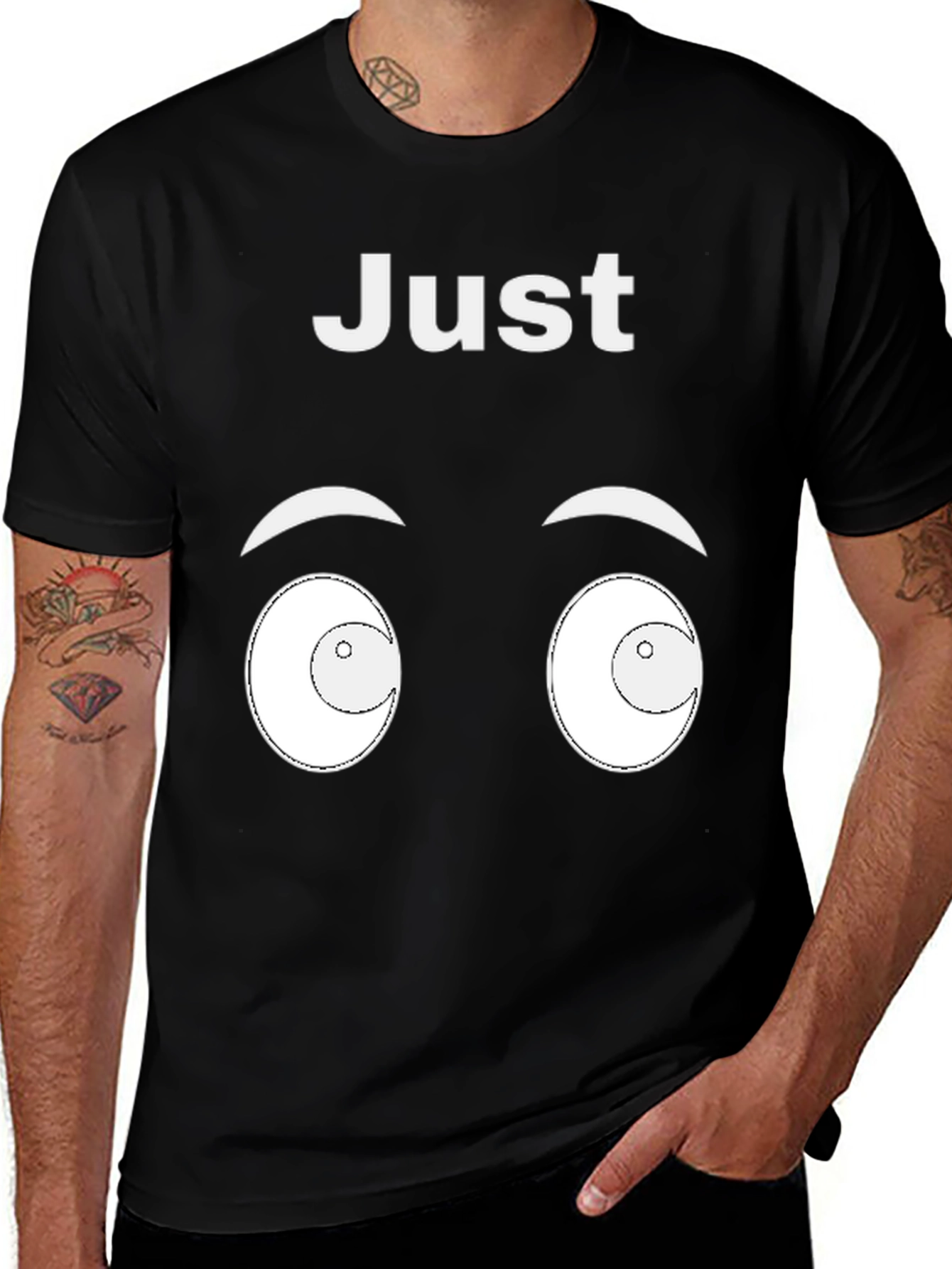 Variant 5 of Just Looking Men's Graphic Tee - Black