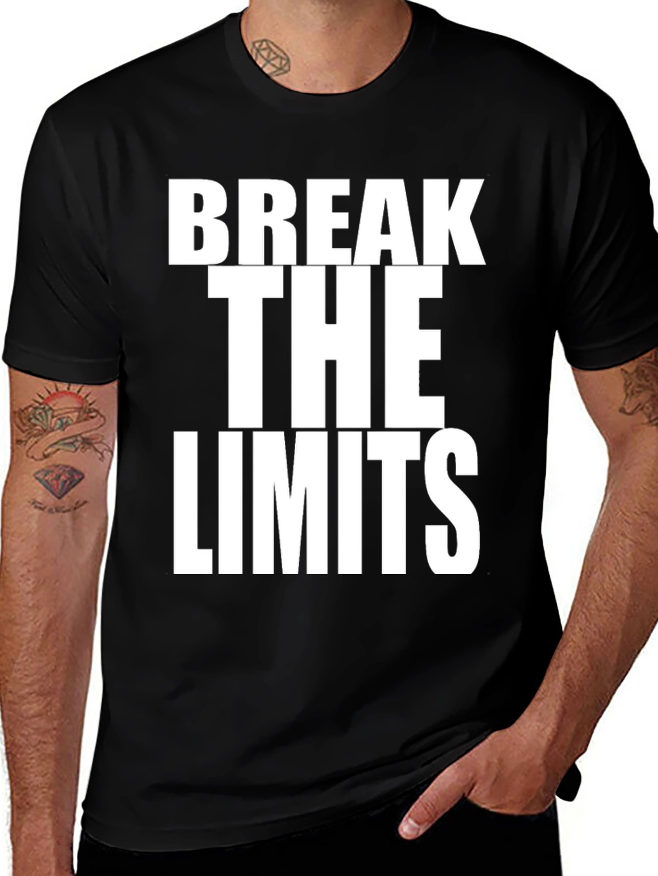 Black Break The Limits Black Graphic Tee Shirt main image