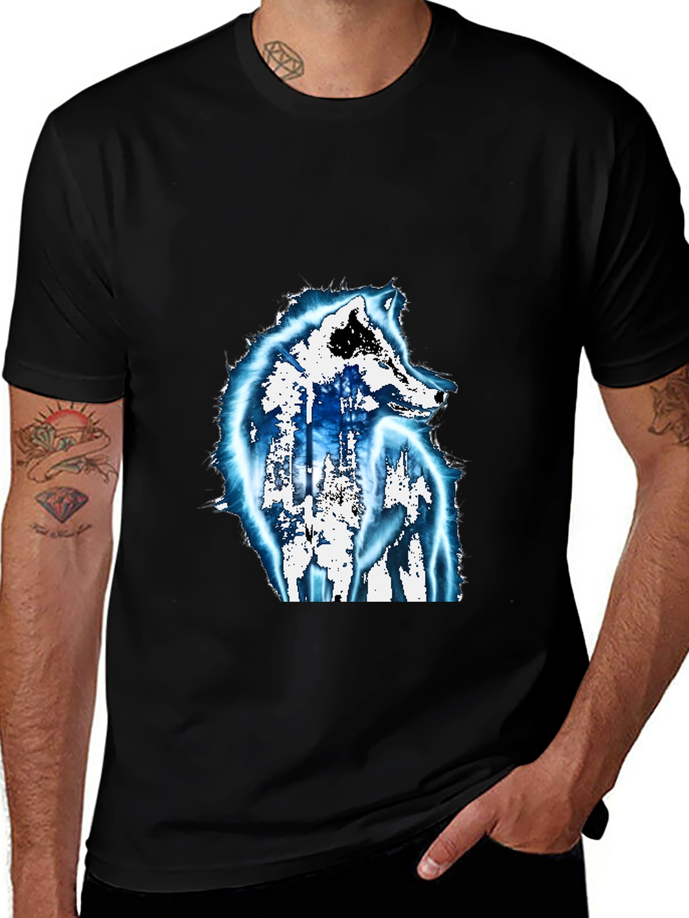 Variant 13 of Black Wolf Graphic Print T-Shirt