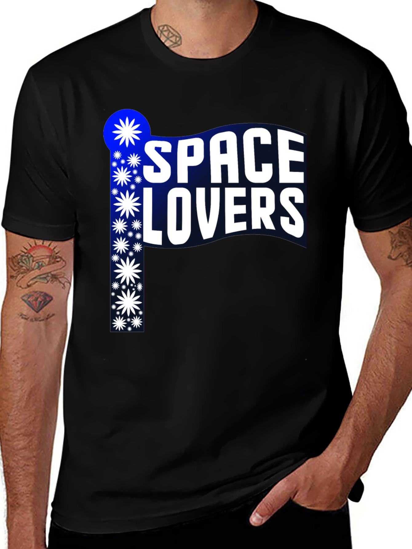 Variant 10 of Space Lovers Graphic Tee - Black