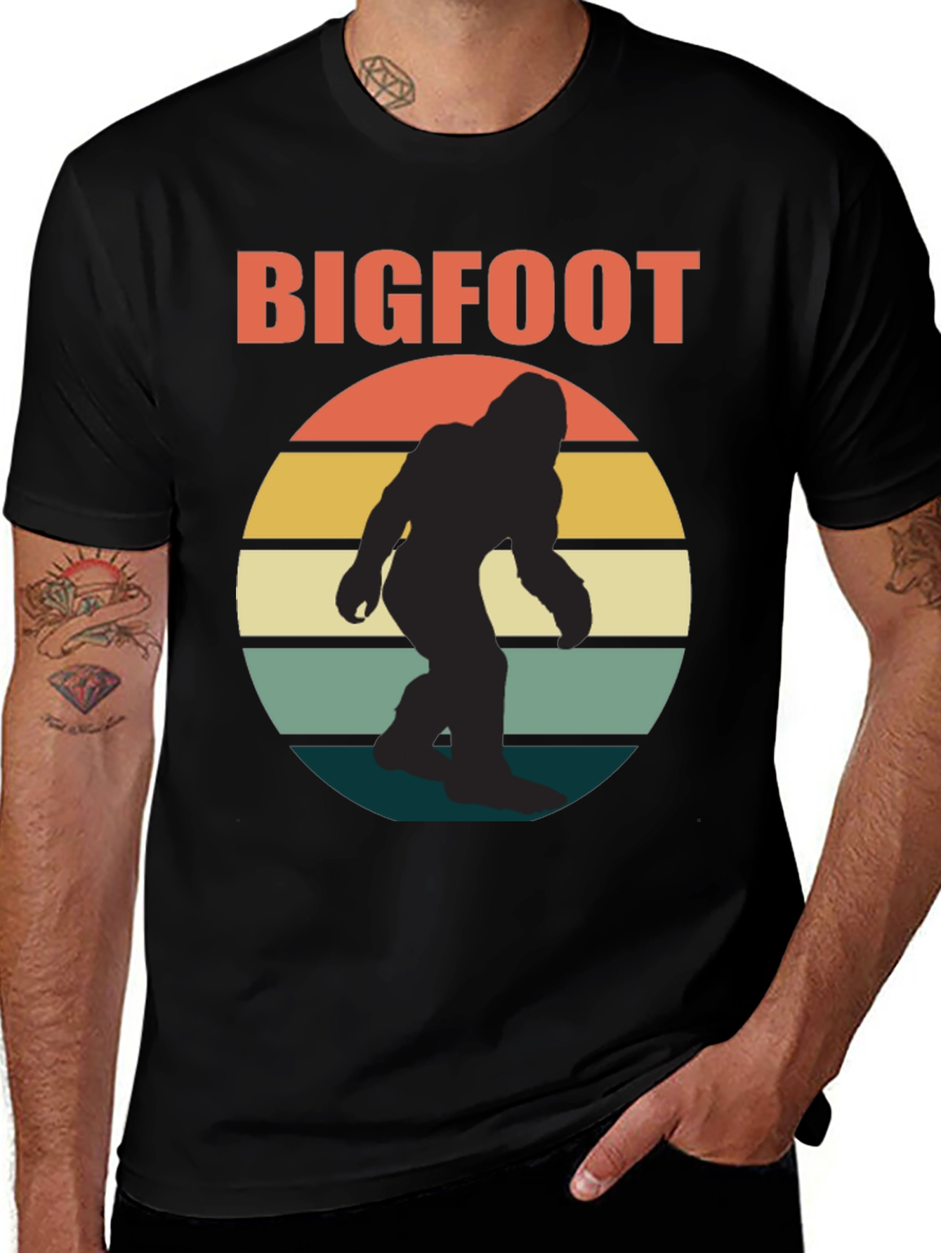Bigfoot Retro Sunset Graphic T-Shirt