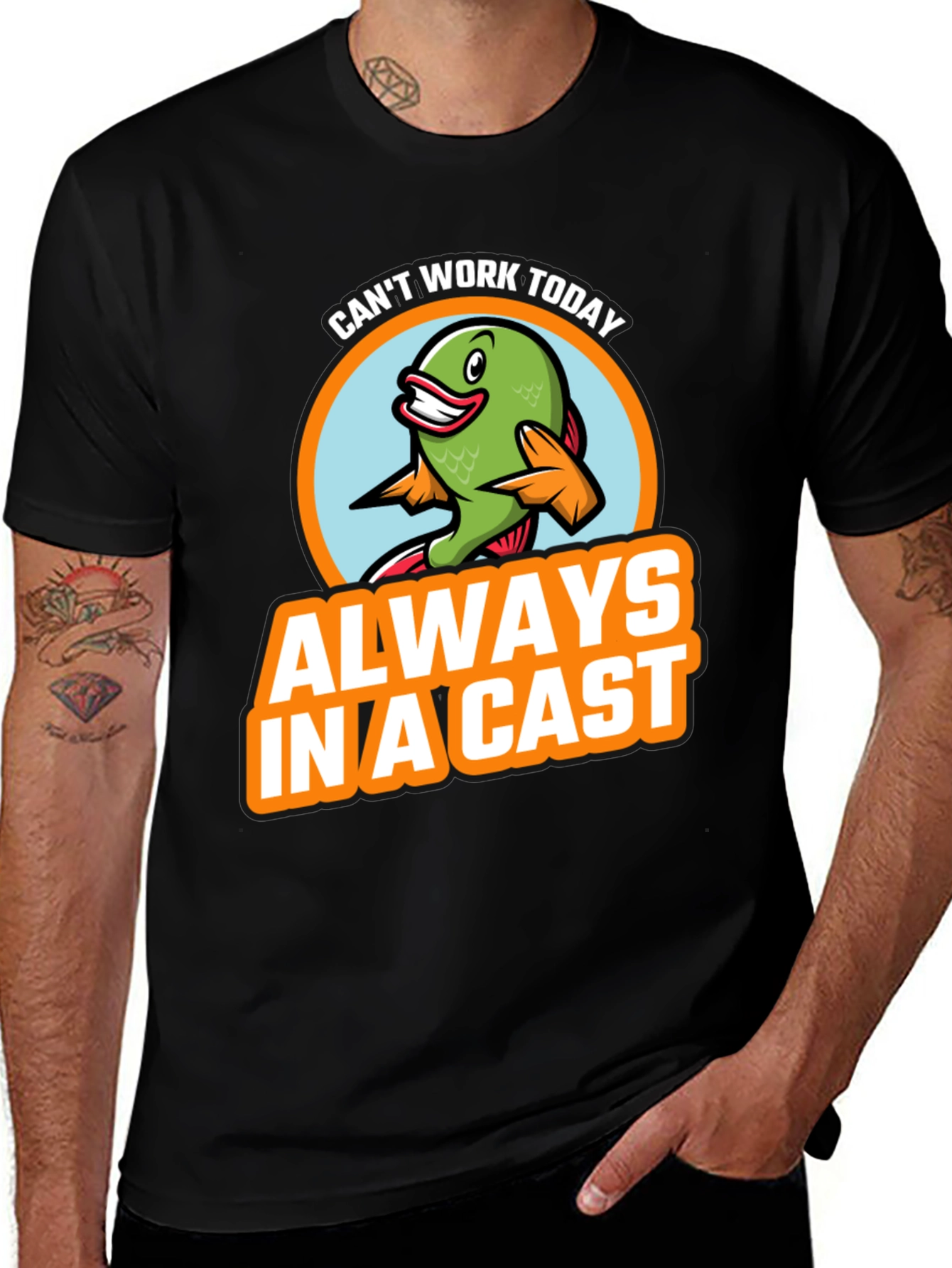 Variant 9 of Can't Work Today Always In a Cast Fishing T-Shirt