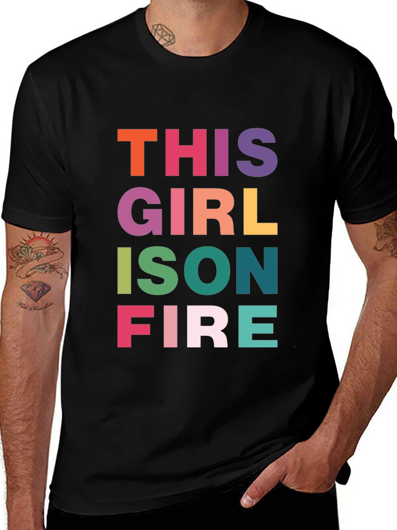 Variant 25 of This Girl is on Fire Graphic Tee - Trendy T-Shirt