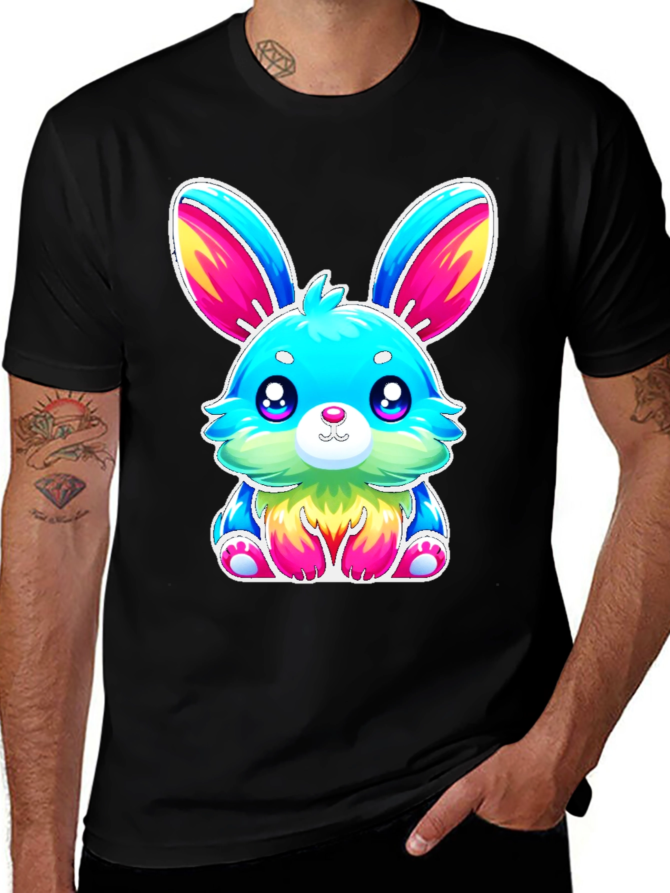 Variant 15 of Cute Kawaii Rainbow Bunny Graphic Tee