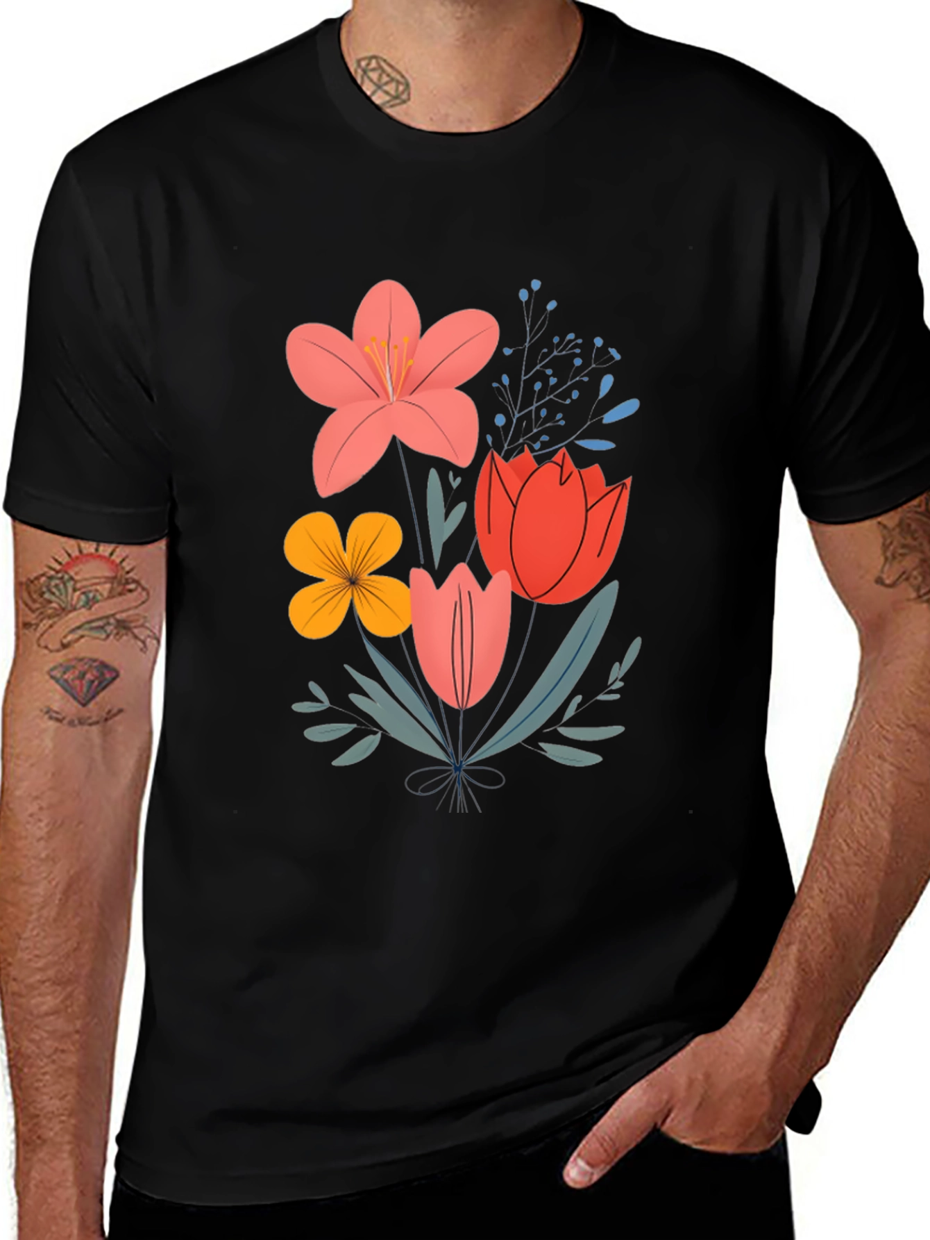 Variant 18 of Floral Bouquet Graphic Tee - Trendy Botanical Design