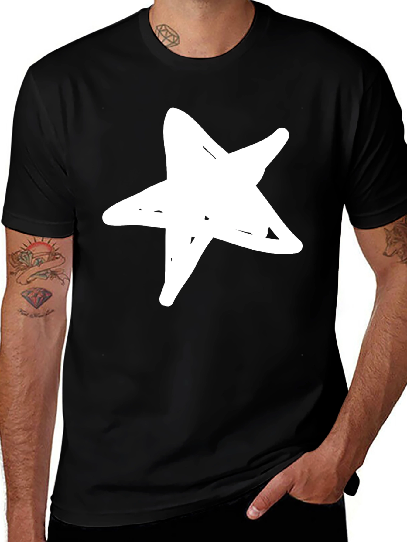 Variant 16 of Bold Star Graphic Black T-Shirt
