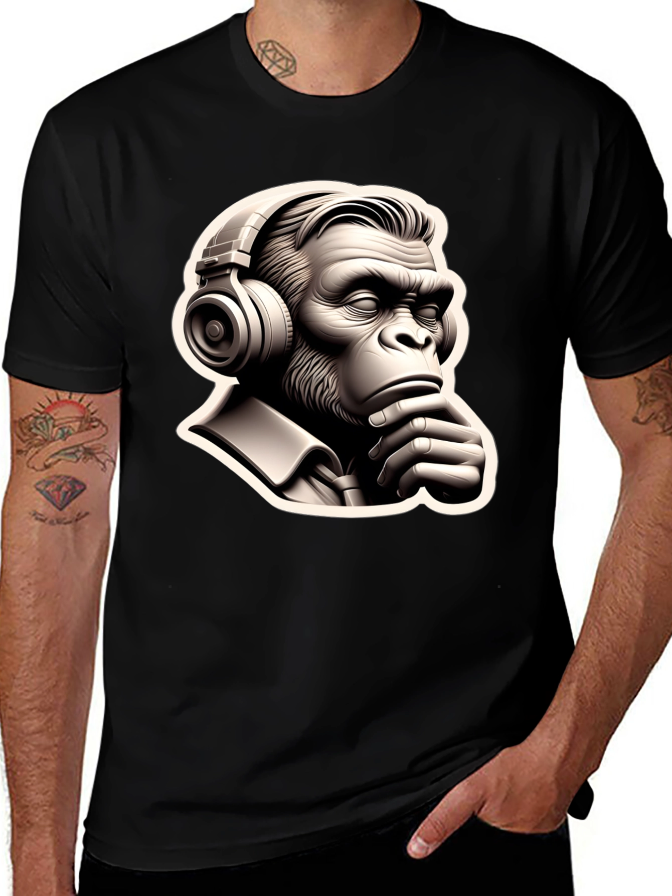 Variant 2 of Cool Ape DJ Black T-Shirt