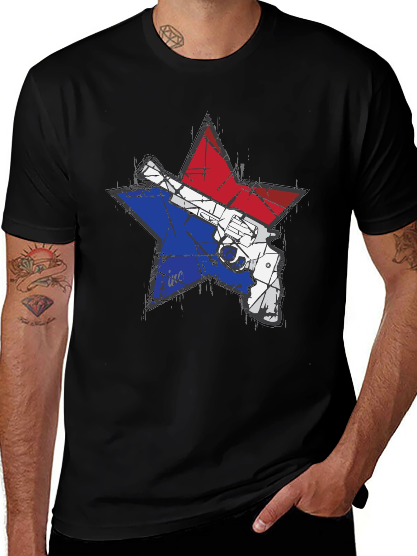Variant 14 of Gun Star Graphic Tee - Black Cotton T-Shirt