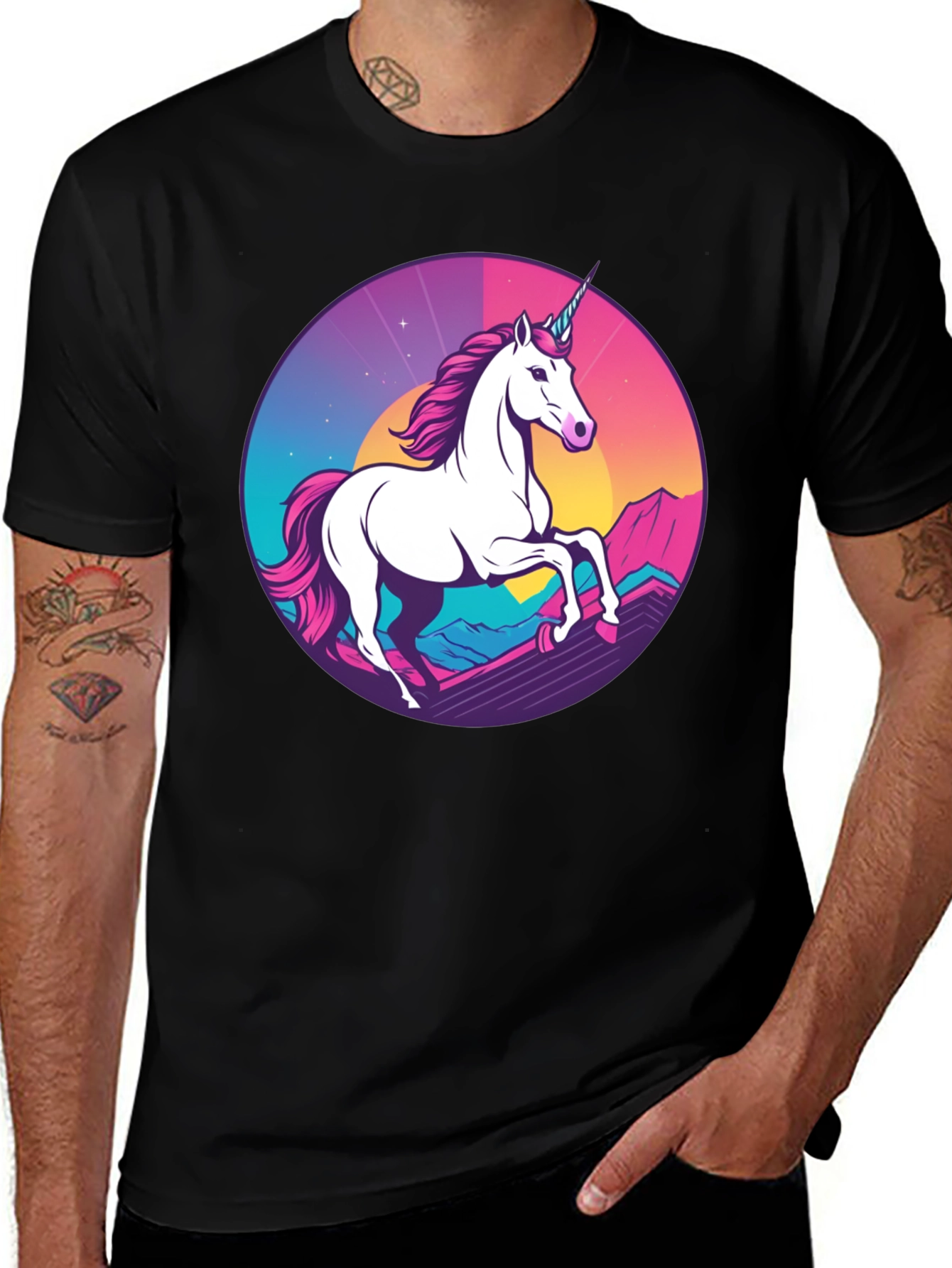 Variant 29 of Unicorn Graphic Tee - Black Cotton Comfort