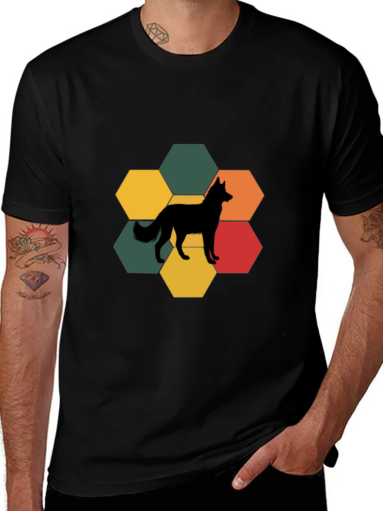 Variant 13 of Dog Silhouette Hexagon T-Shirt