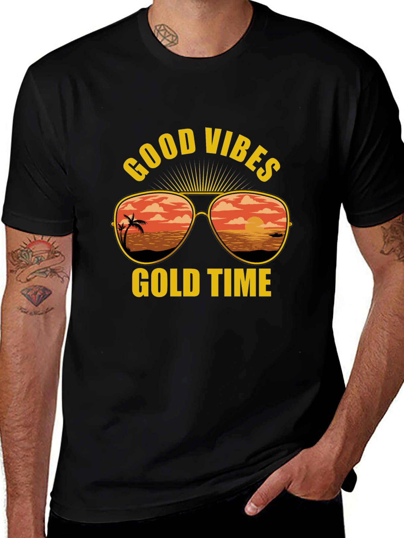 Variant 7 of Good Vibes Gold Time Graphic T-Shirt