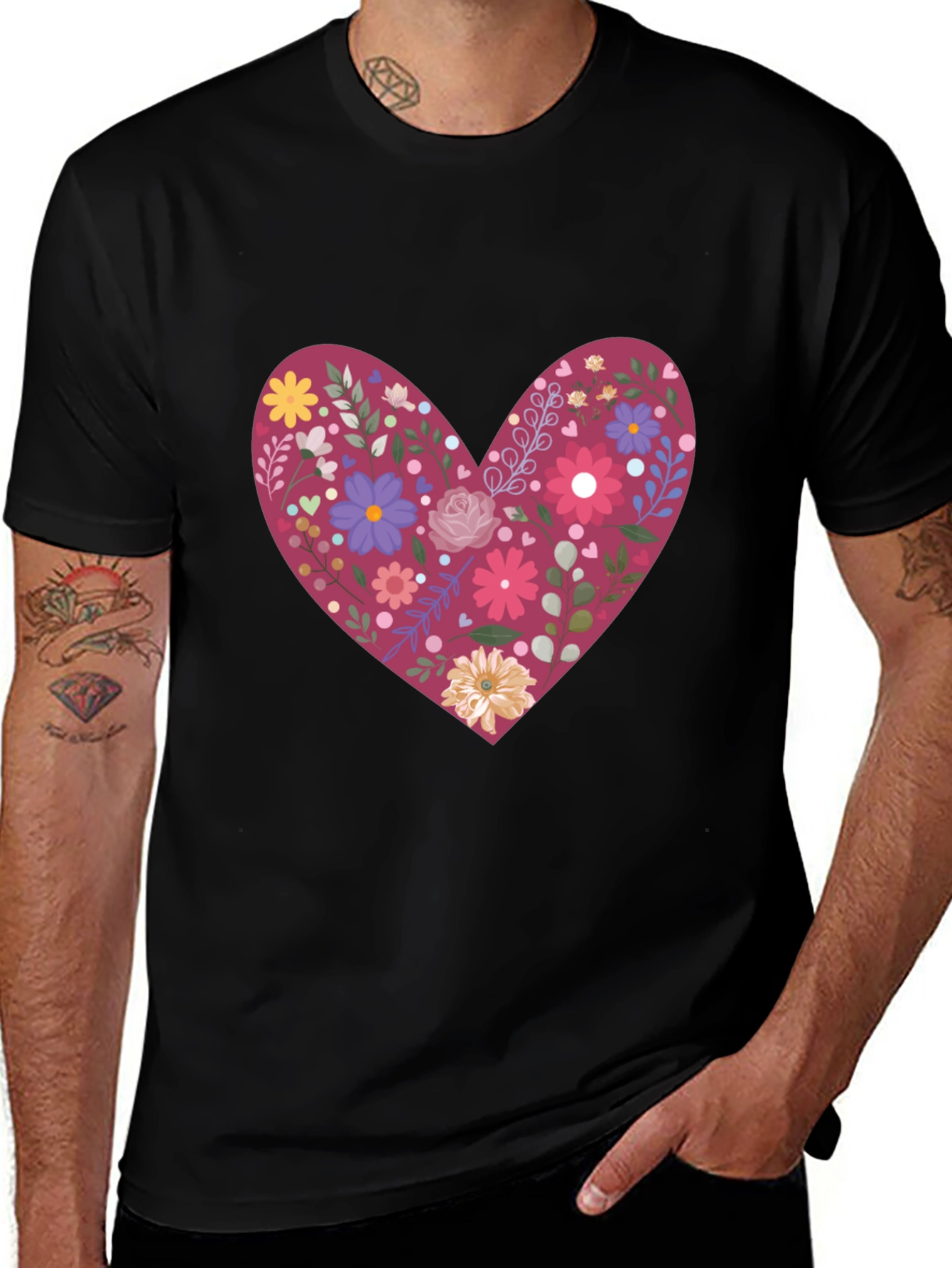 Variant 7 of Floral Heart Graphic Tee - Stylish & Unique Design