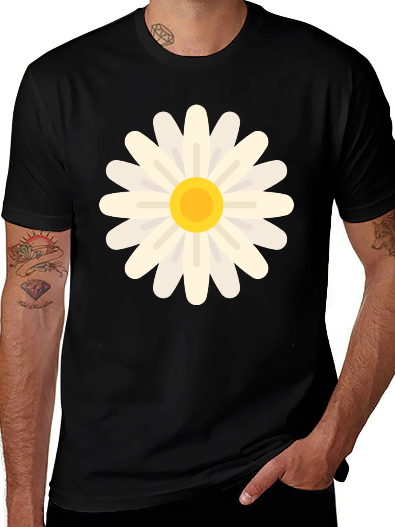 Variant 17 of Daisy Graphic Print Black T-Shirt