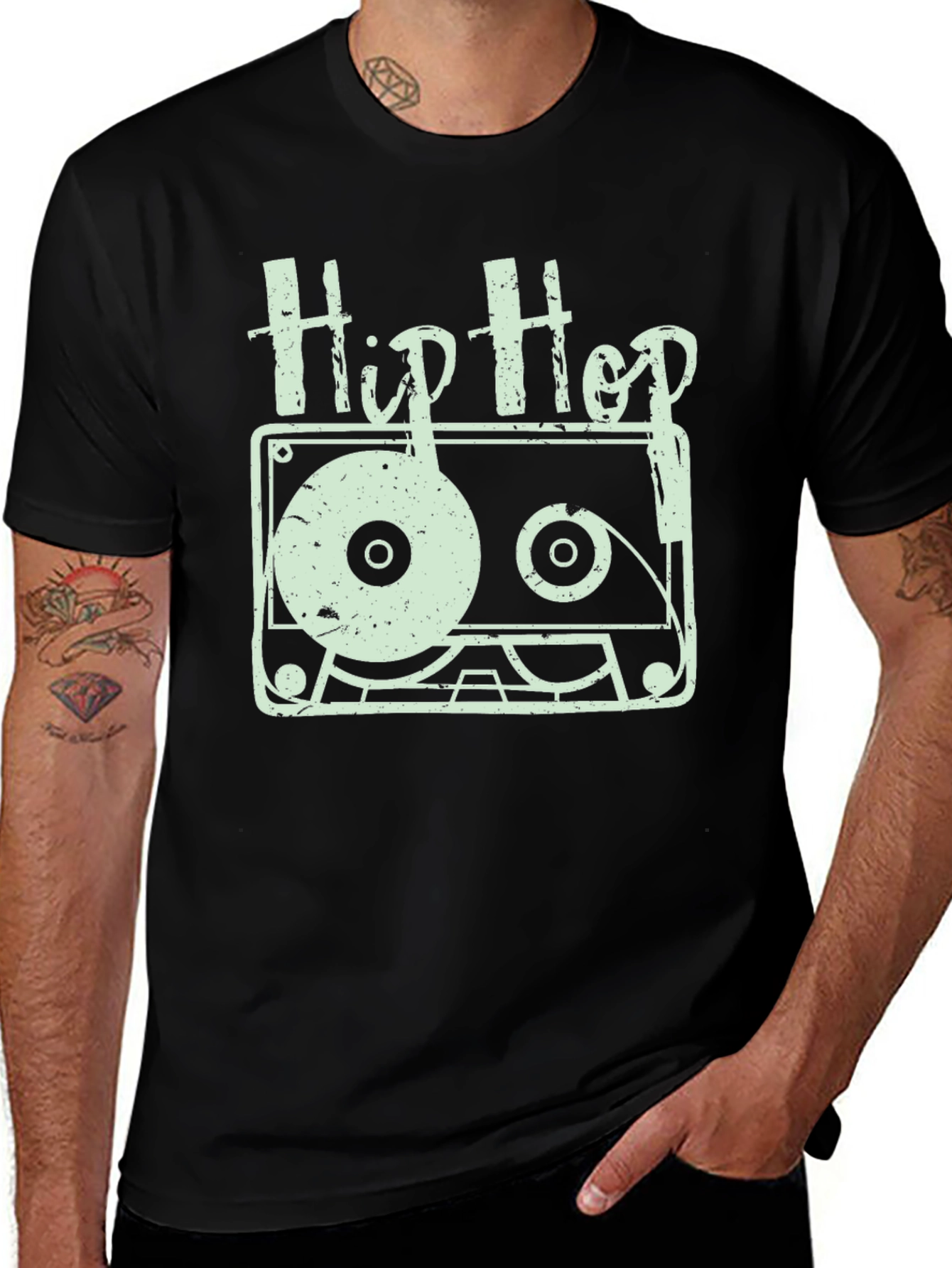 Hip Hop Cassette Graphic T-Shirt - Retro Music Style