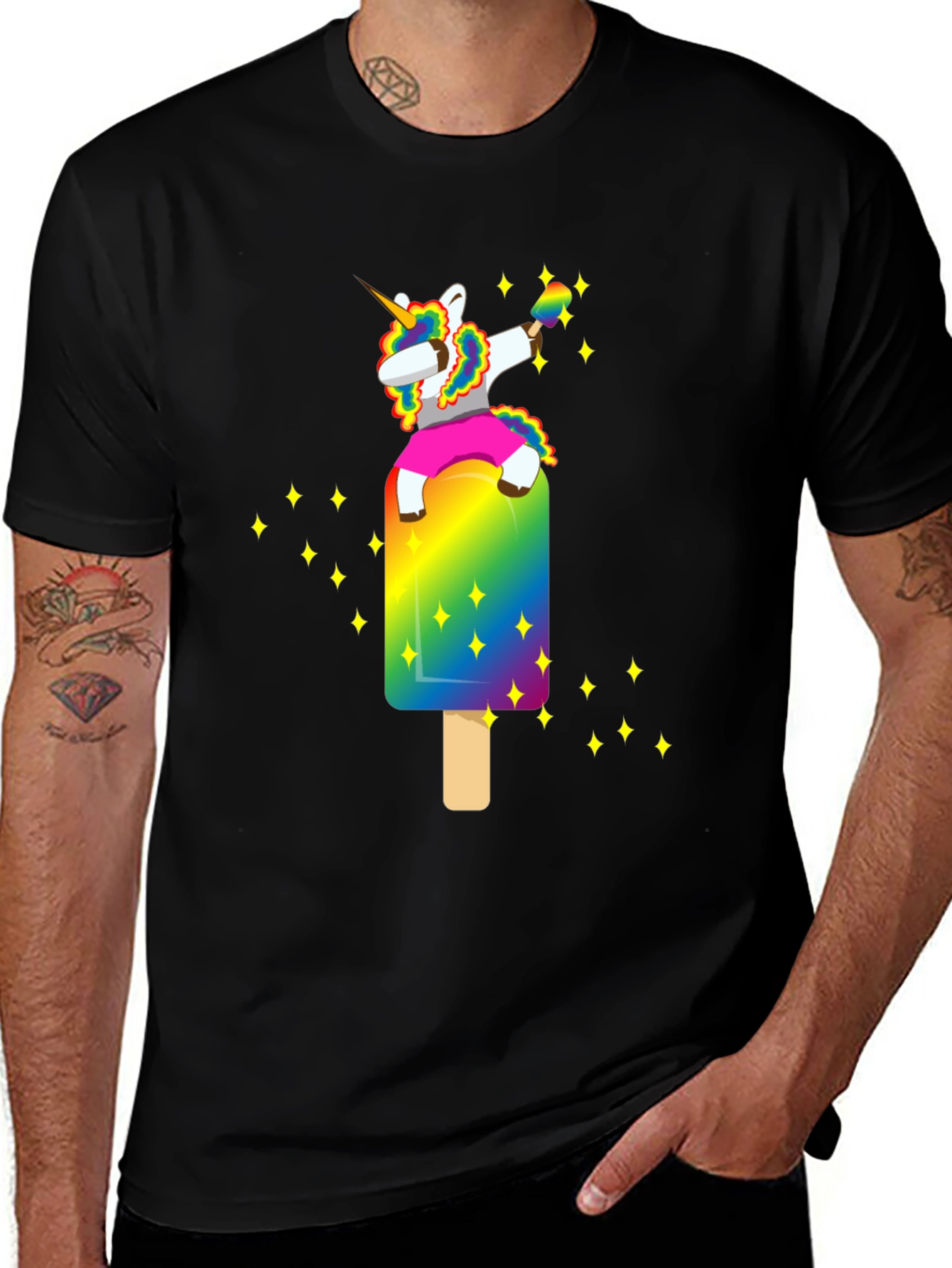 Variant 14 of Unicorn Dabbing on Popsicle Graphic T-Shirt