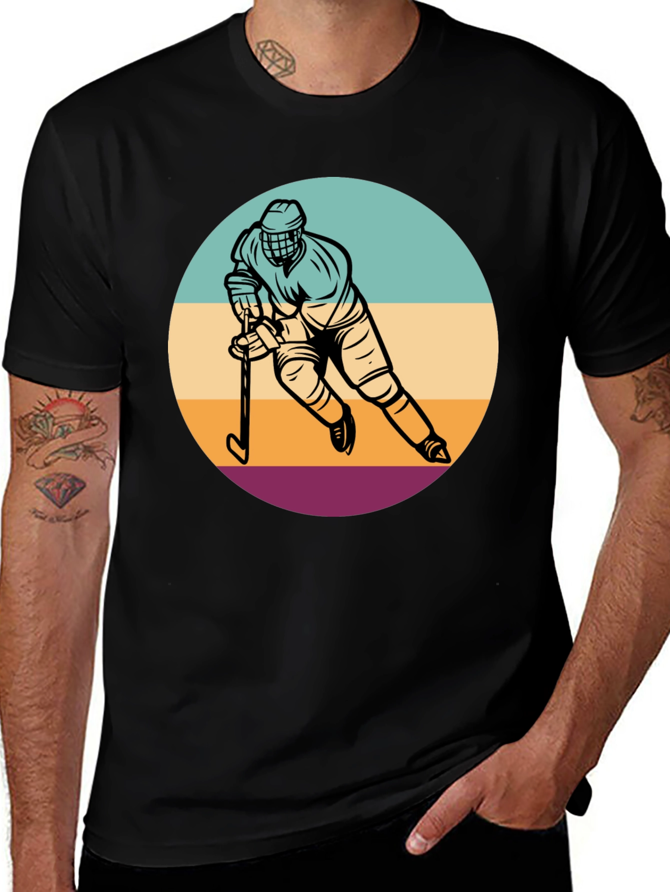 Variant 23 of Retro Hockey Player Graphic T-Shirt