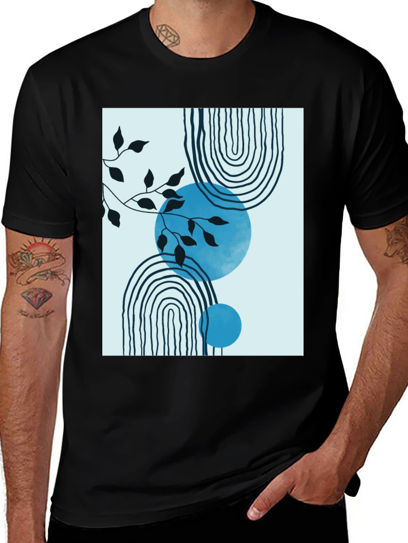 Variant 14 of Abstract Graphic Print Black Crew Neck T-Shirt
