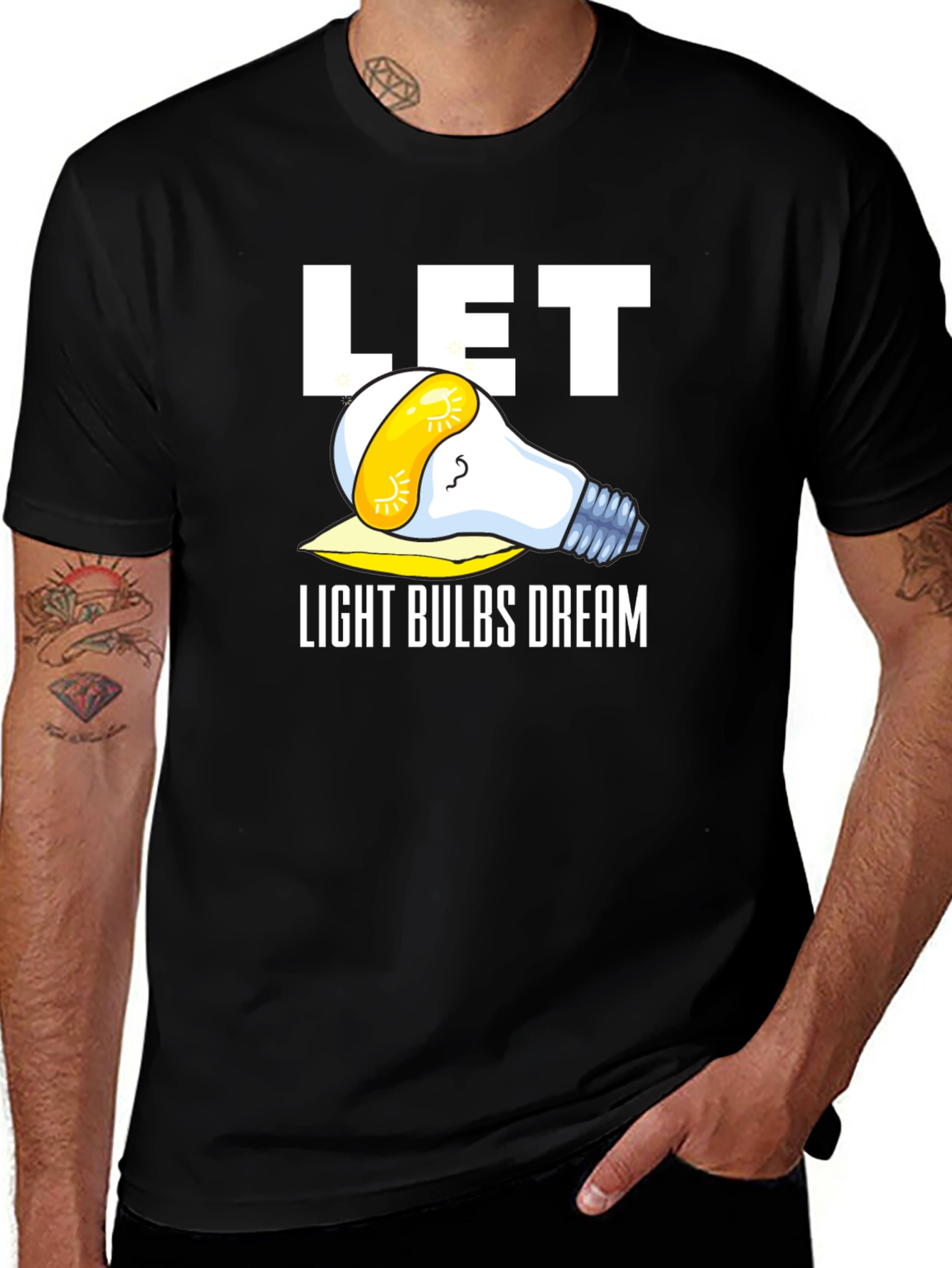 Variant 25 of Let Light Bulbs Dream Black Graphic Tee Shirt