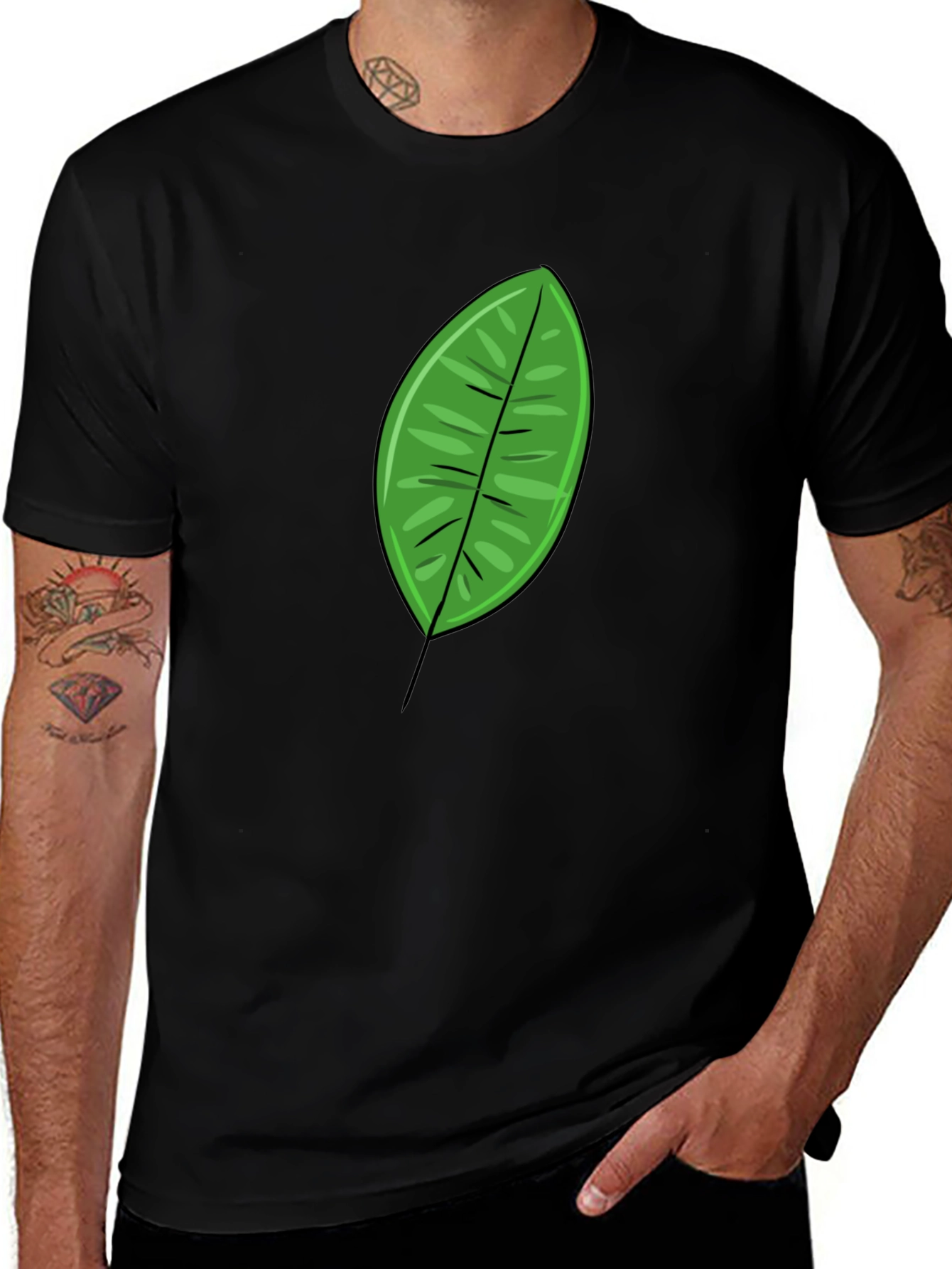 Variant 10 of Green Leaf Graphic T-Shirt - Casual Men's Tee
