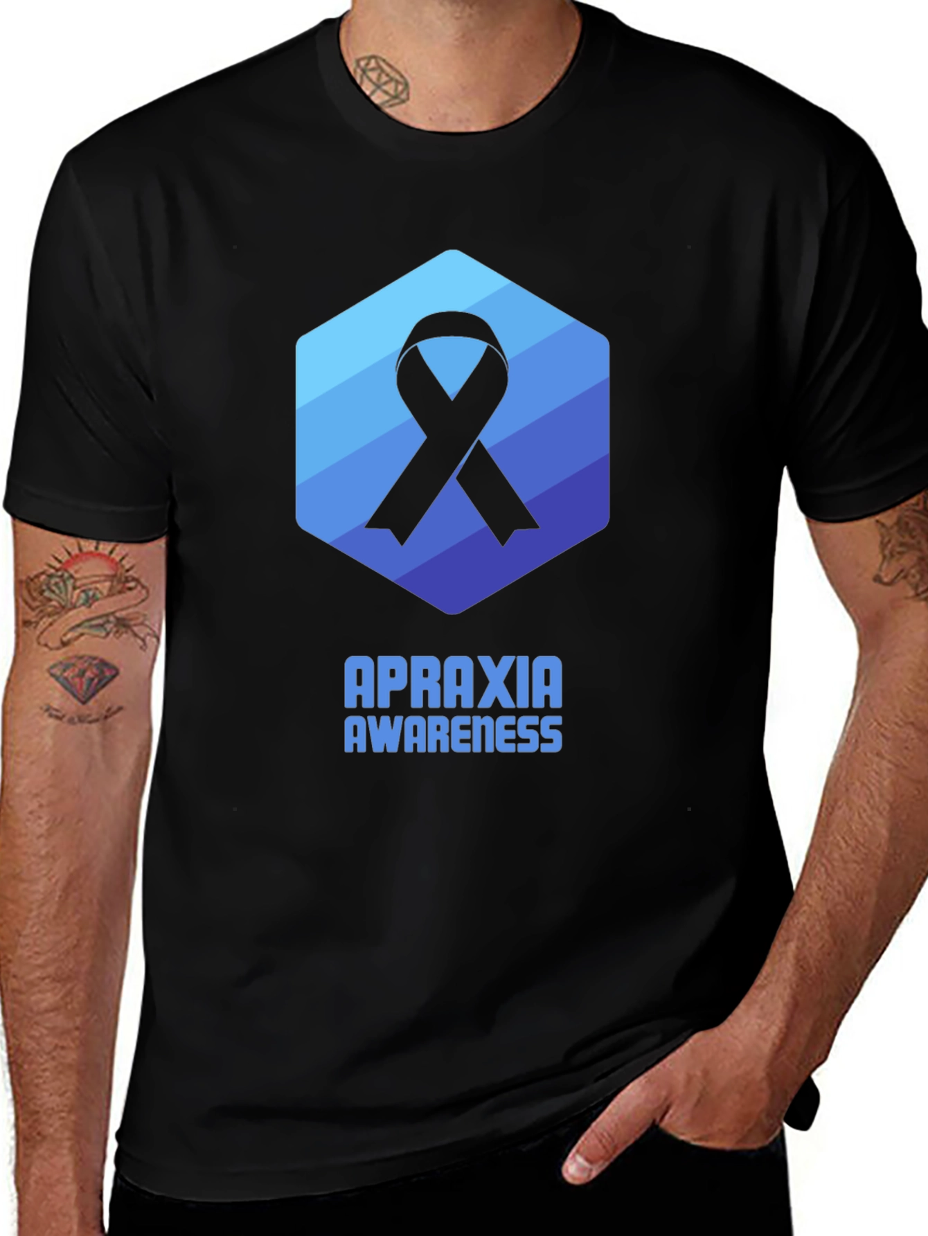 Apraxia Awareness Ribbon T-Shirt - Black
