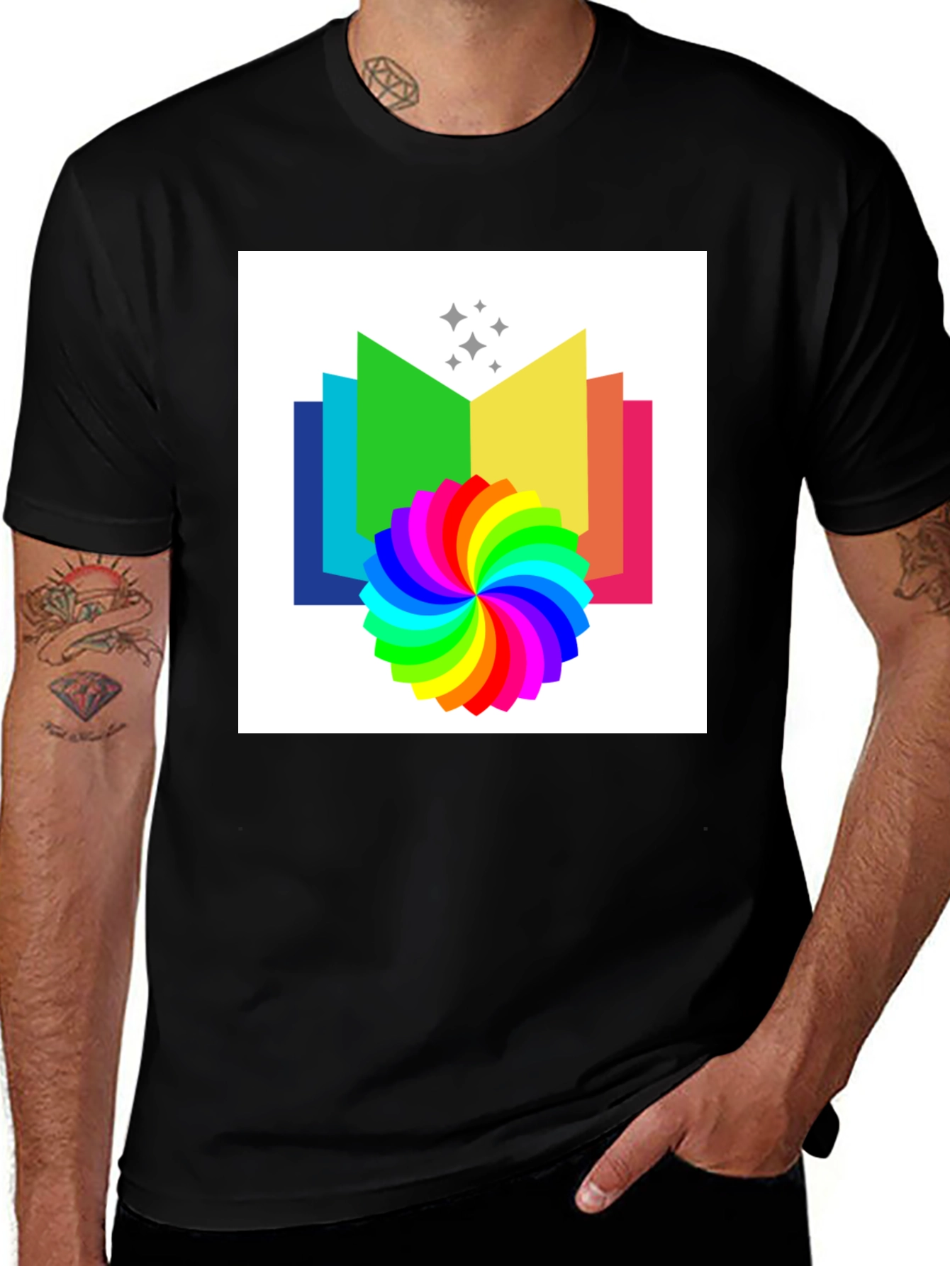 Variant 4 of Rainbow Book T-Shirt - Colorful Design